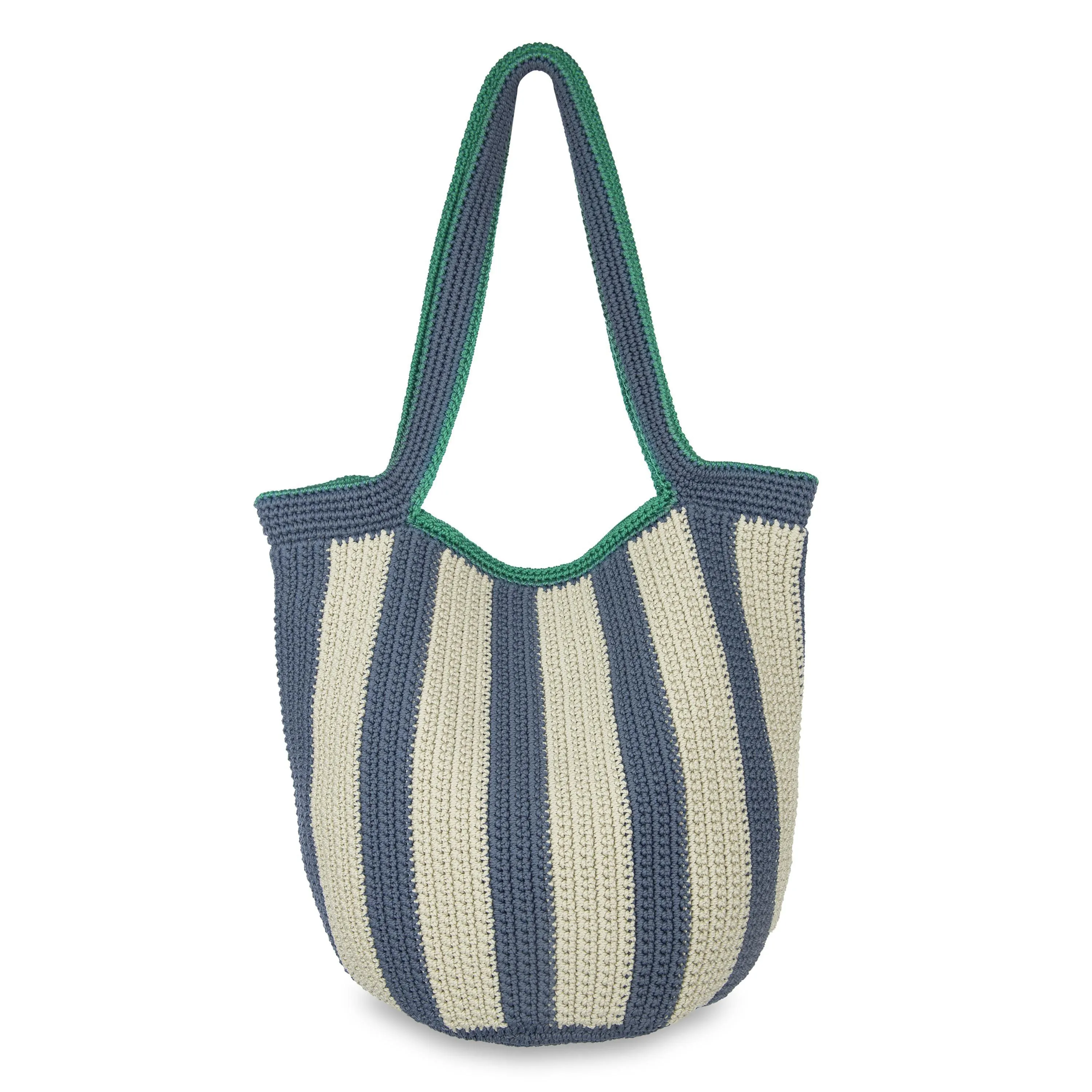 120 Tote - Hand Crochet - Maritime Stripe