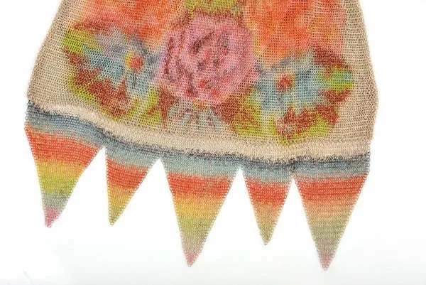 1920s Whiting & Davis Dresden Mesh Floral Silk Screened Bag