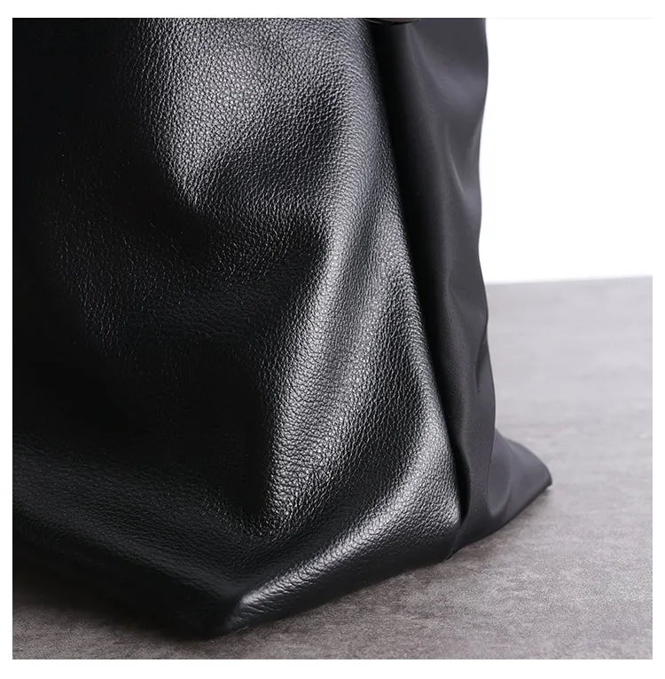 Black Womens Nylon Leather Shoulder Handbag Womens Black Nylon Totes Purse Nylon Handbag Purse for Ladies