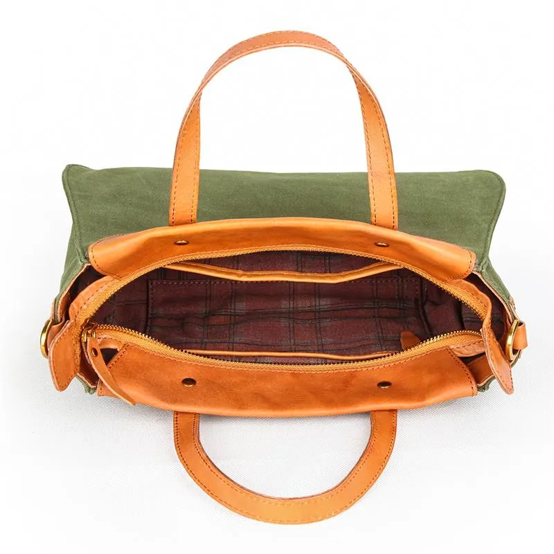 Canvas Leather Womens Handbag Tote Purse Side Bag for Women