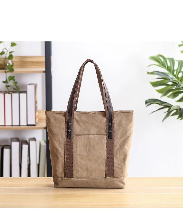 Casual Canvas Mens Womens Large 14???? Khaki Handbag Tote Bag Brown Shoulder Bag Tote Purse For Men