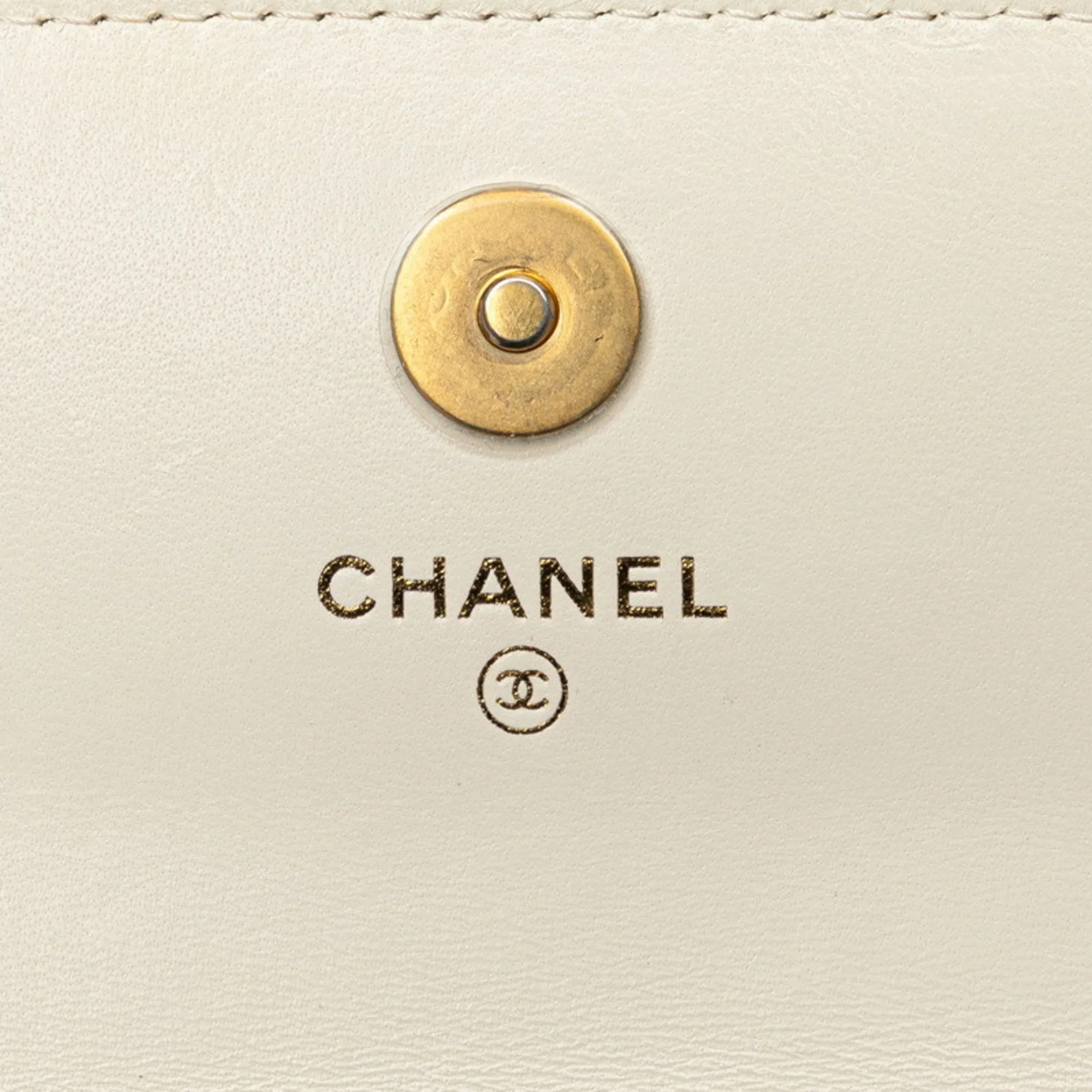 CHANEL Chanel 19 Chain Shoulder Bag White Gold Silver Lambskin Women's