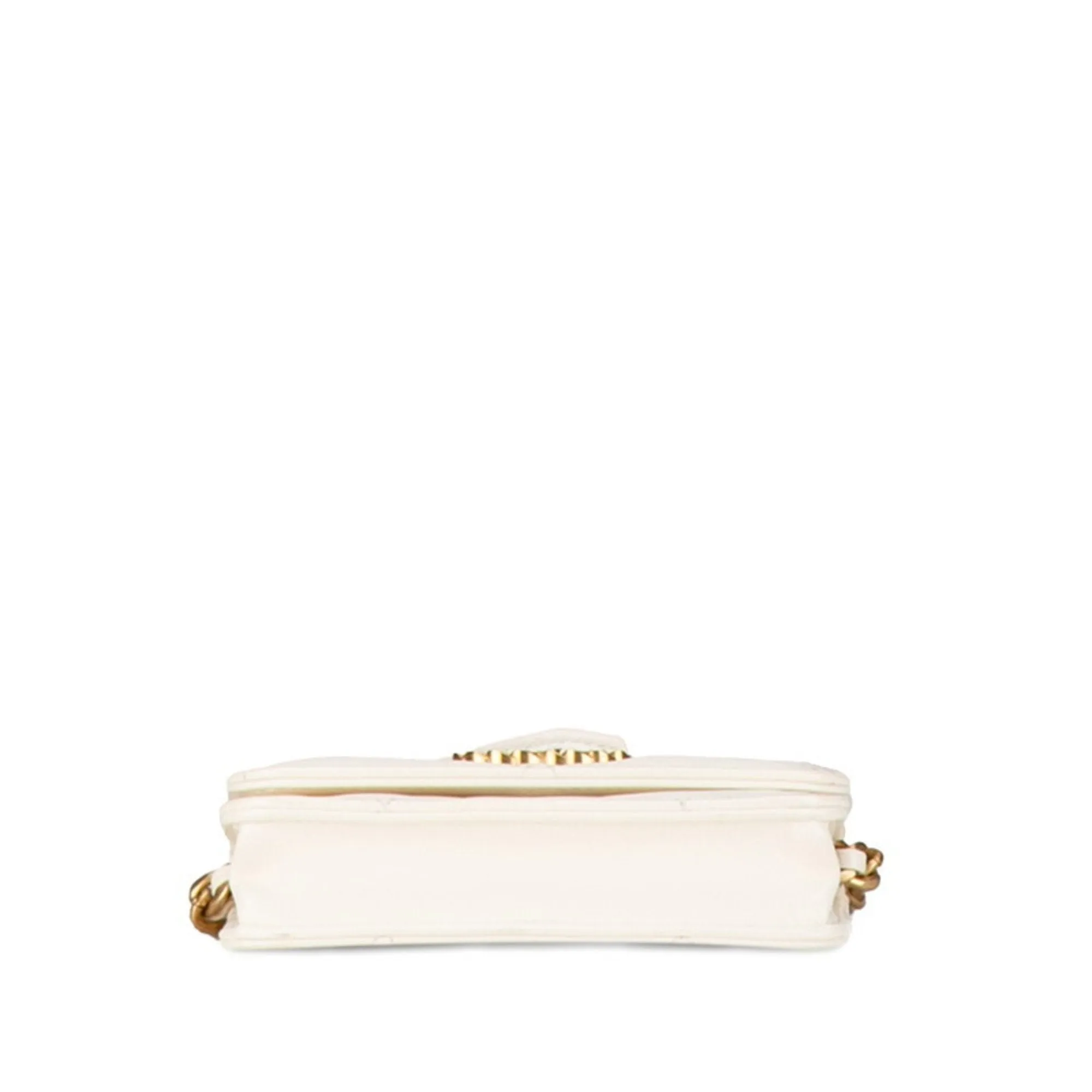 CHANEL Chanel 19 Chain Shoulder Bag White Gold Silver Lambskin Women's