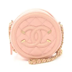 Chanel CHANEL CC Filigree Shoulder Bag Caviar Skin Women's Pink