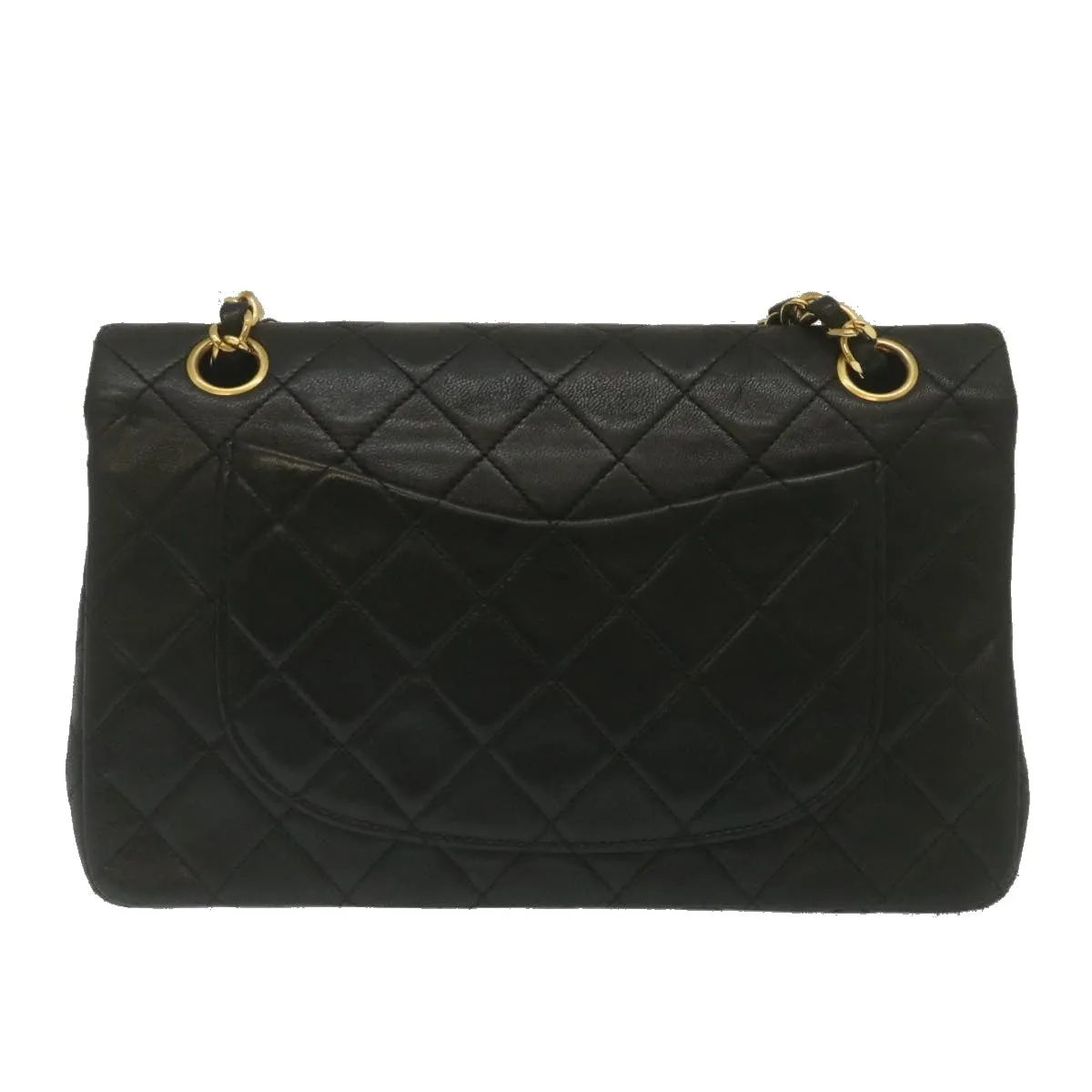 CHANEL Classic Matelasse 23 Chain Flap Shoulder Bag Lamb Skin Black Auth 67486A