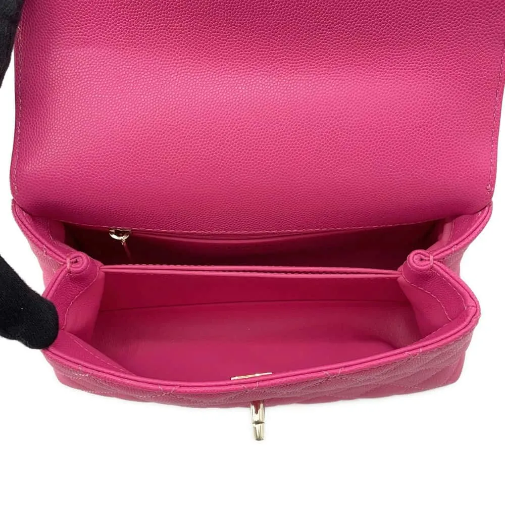 CHANEL Coco Handle 2Way Shoulder Bag Pink A92990 Caviar Leather Size XS