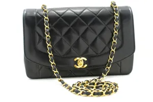 CHANEL Diana Flap Chain Shoulder Bag Black Quilted Lambskin Purse
