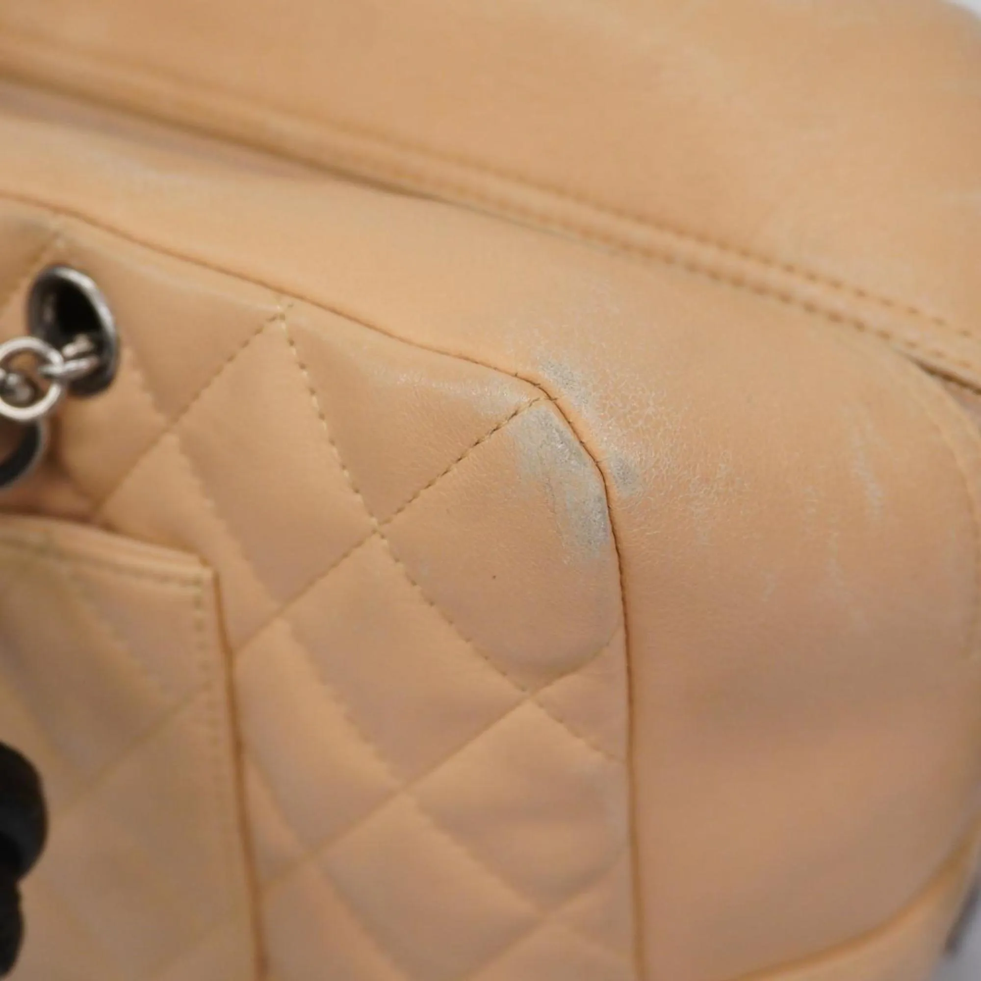 Chanel Shoulder Bag Cambon Lambskin Black Beige Women's