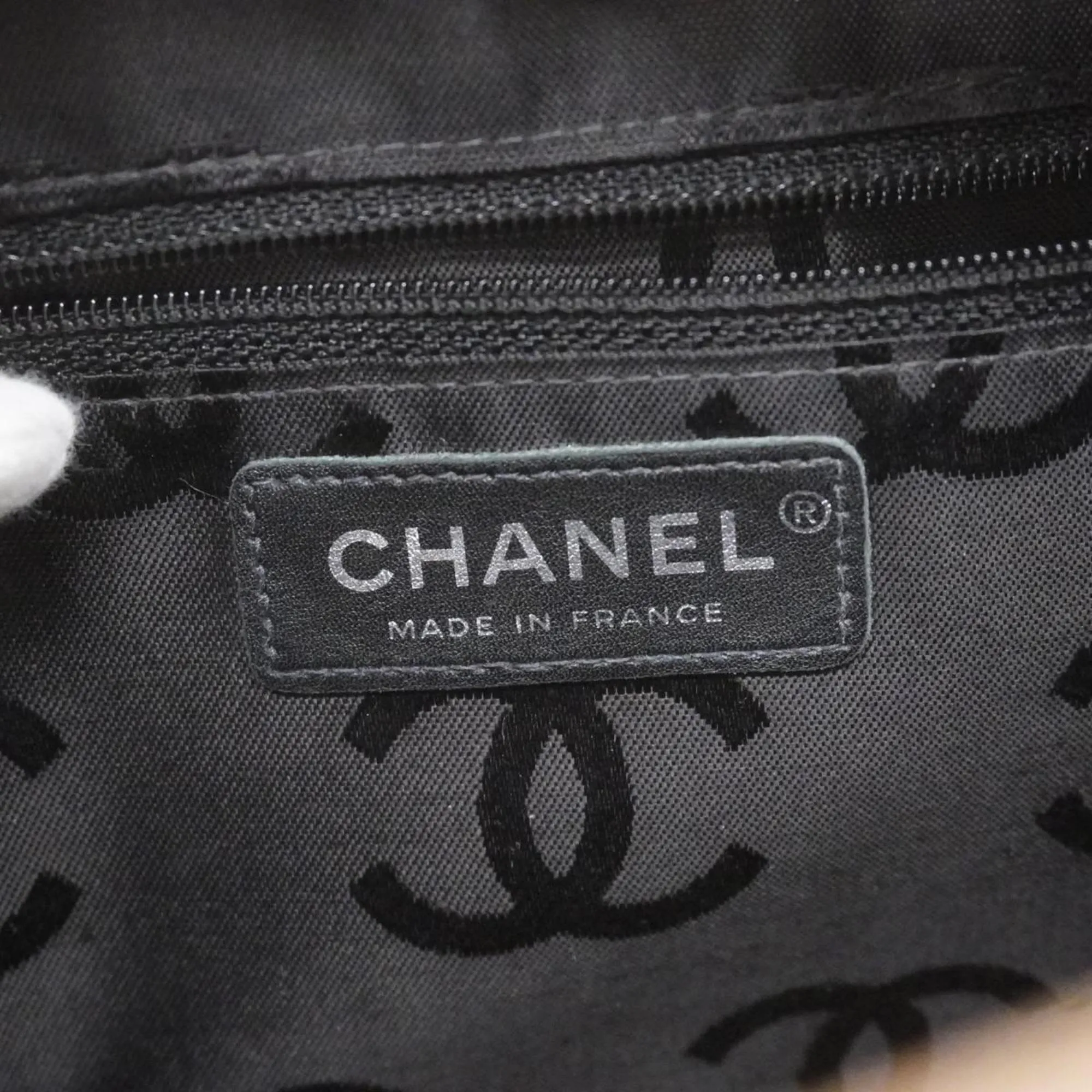 Chanel Shoulder Bag Cambon Lambskin Black Beige Women's