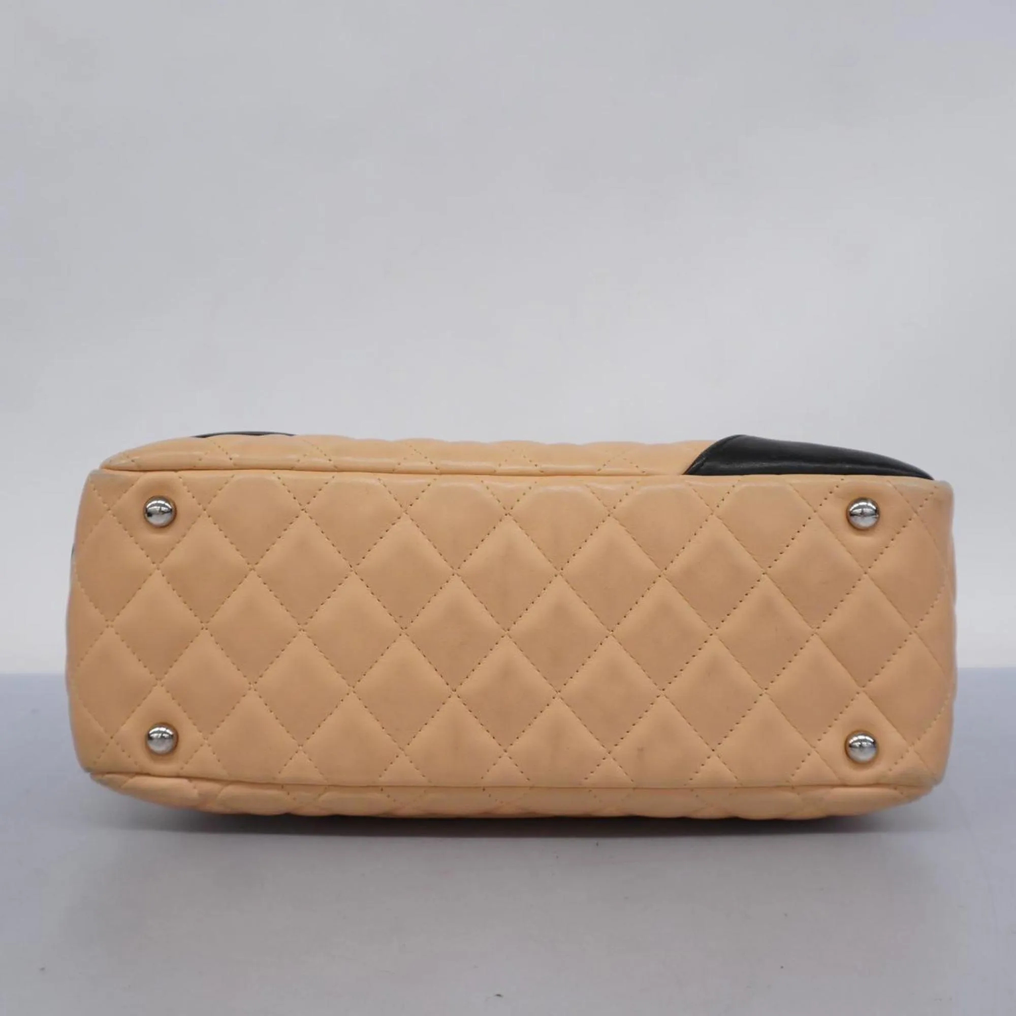Chanel Shoulder Bag Cambon Lambskin Black Beige Women's
