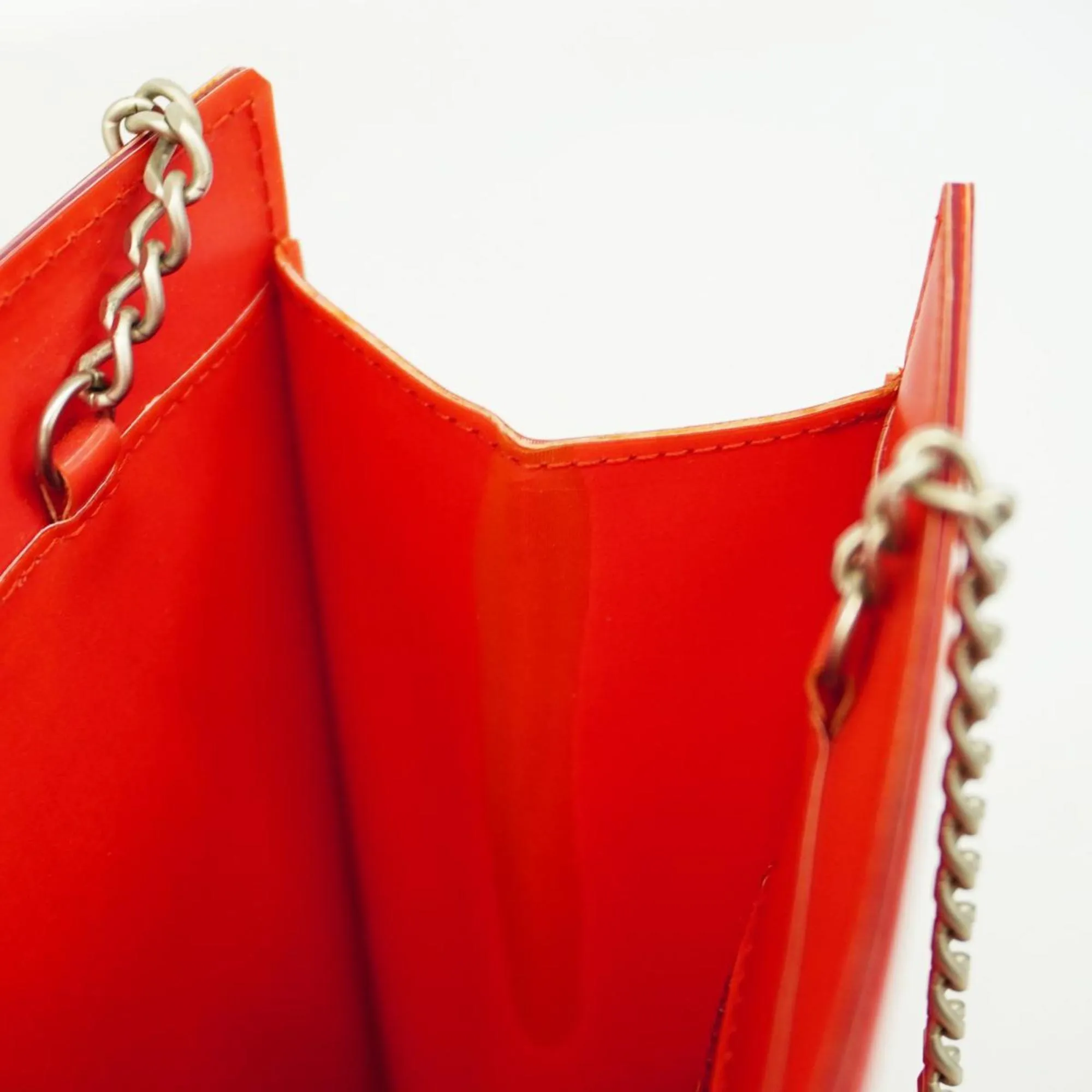 Chanel Shoulder Bag Chain Hologram Red Women's