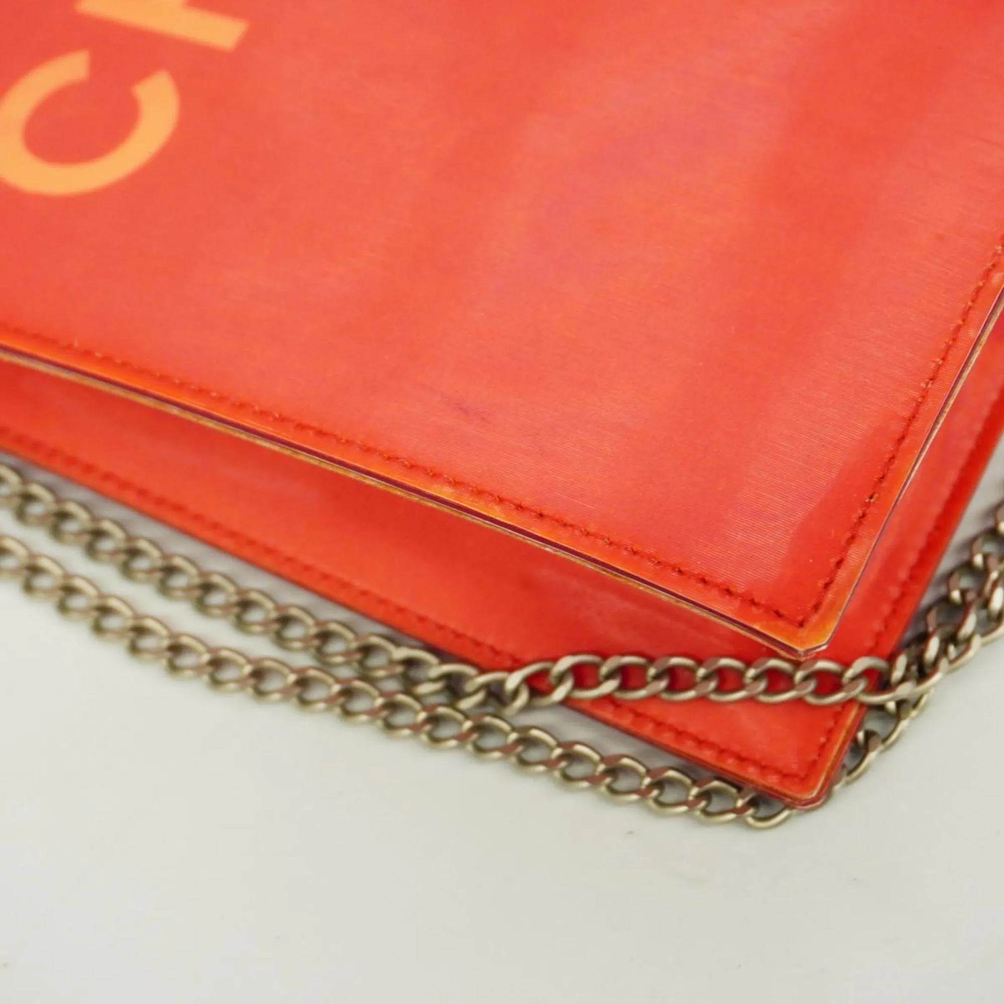 Chanel Shoulder Bag Chain Hologram Red Women's
