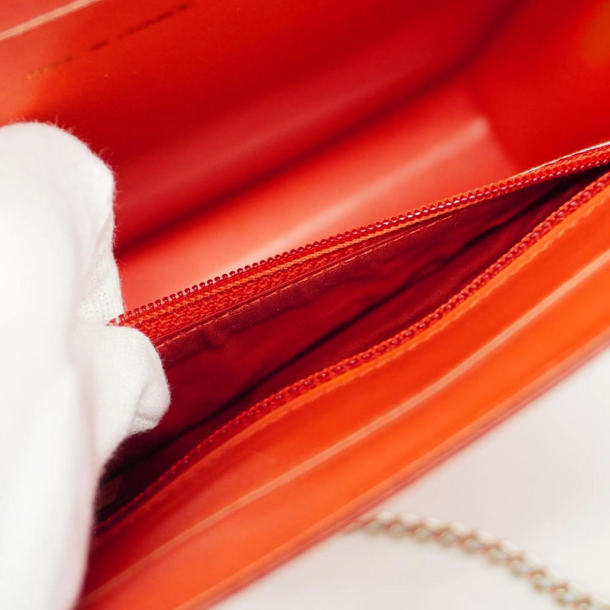 Chanel Shoulder Bag Chain Hologram Red Women's