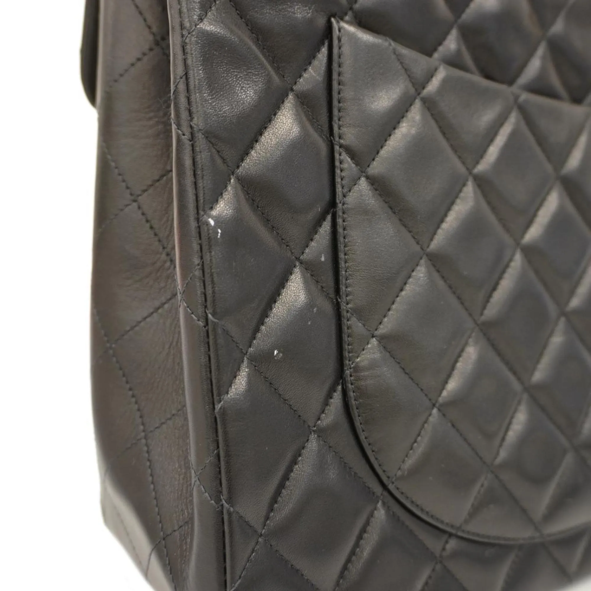Chanel Shoulder Bag Deca Matelasse W Chain Lambskin Black Women's