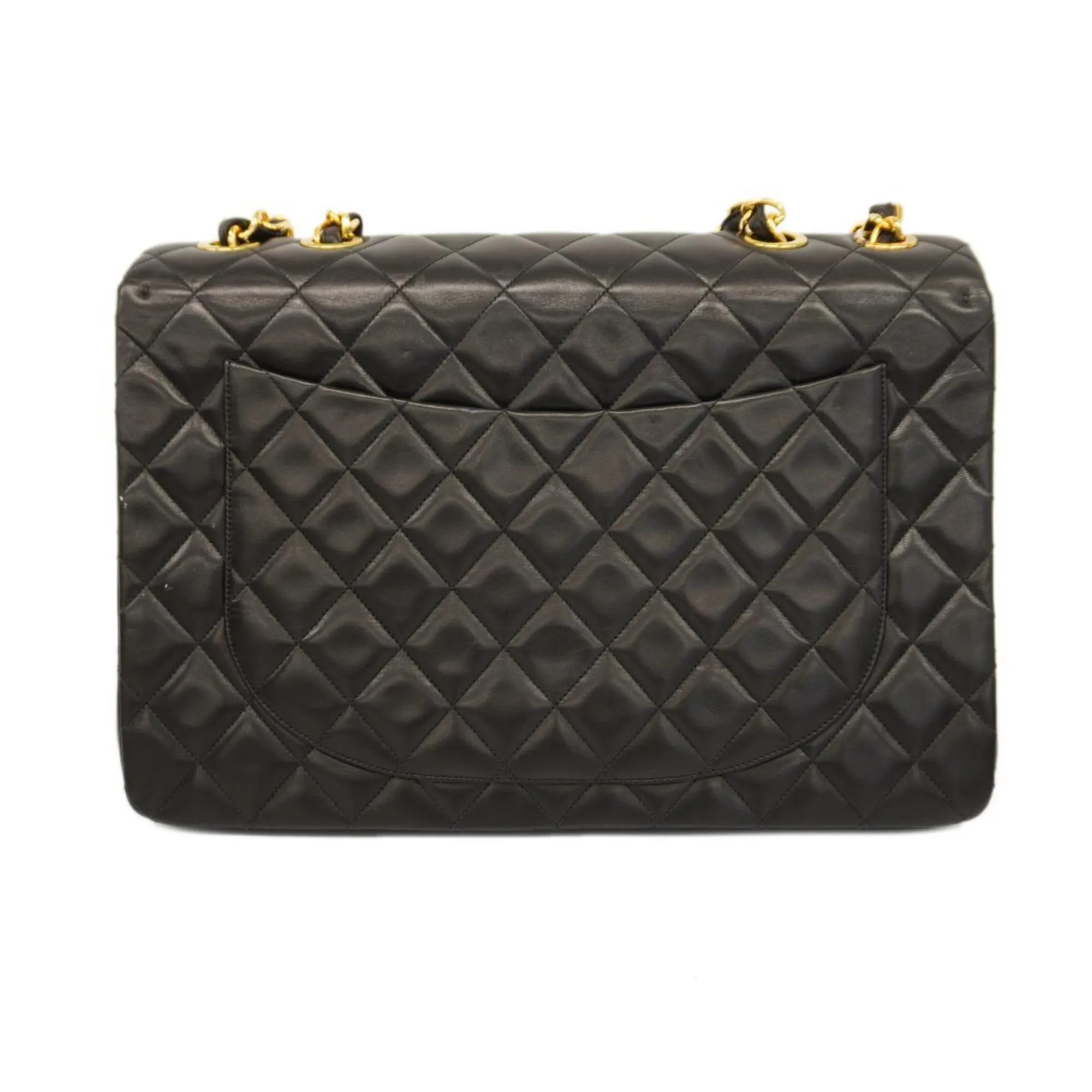 Chanel Shoulder Bag Deca Matelasse W Chain Lambskin Black Women's