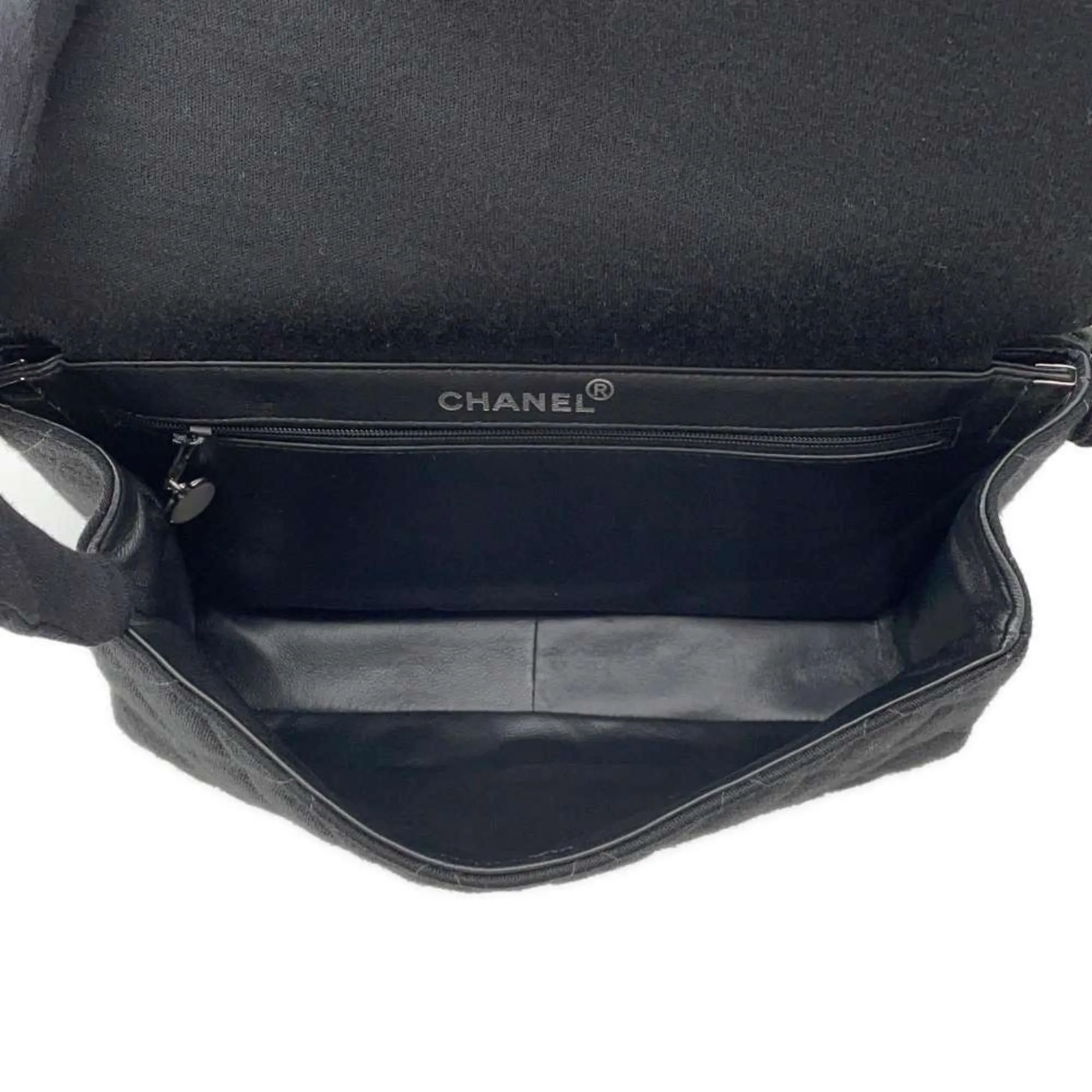 Chanel Shoulder Bag Double Face Matelasse Coco Mark Cotton CHANEL Black