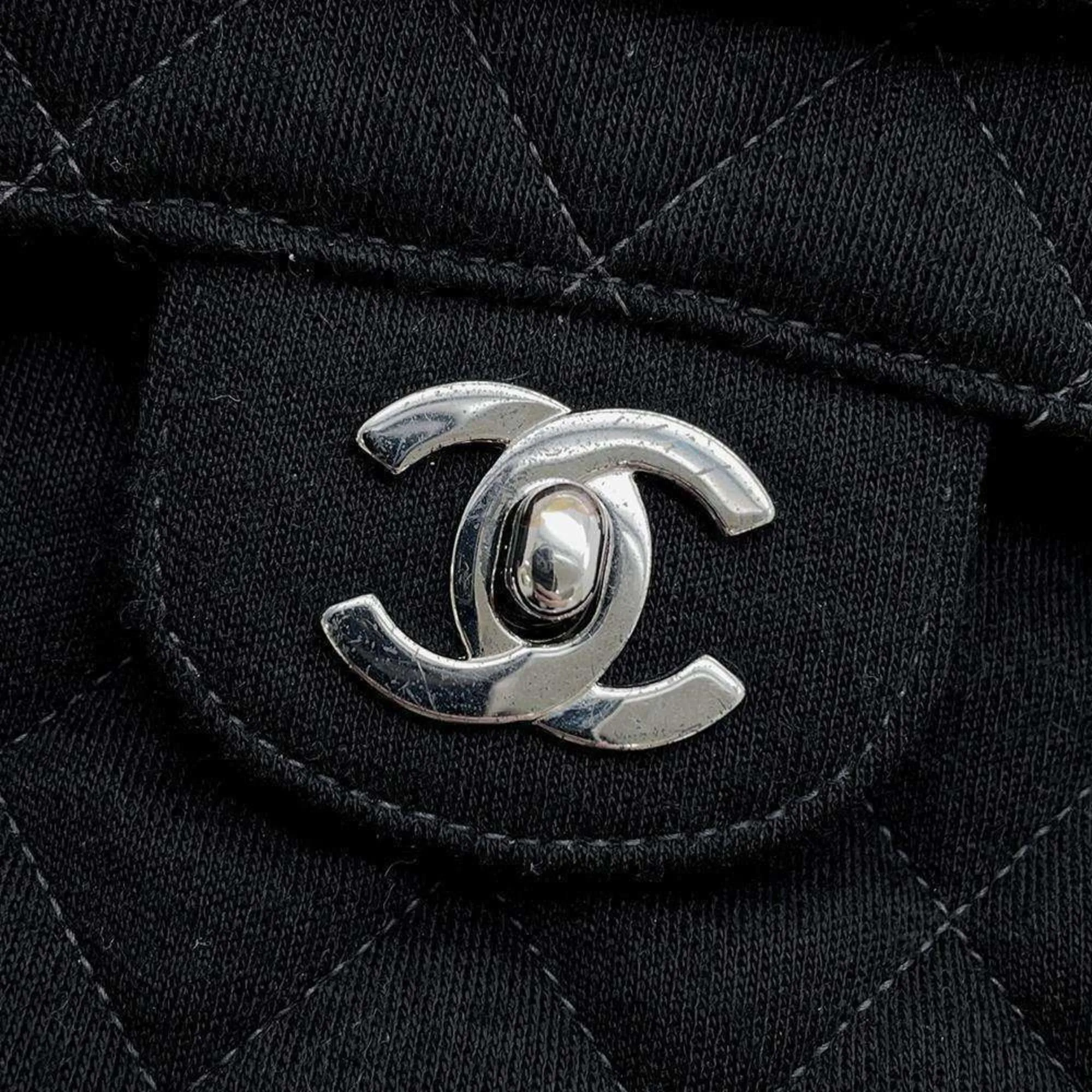 Chanel Shoulder Bag Double Face Matelasse Coco Mark Cotton CHANEL Black