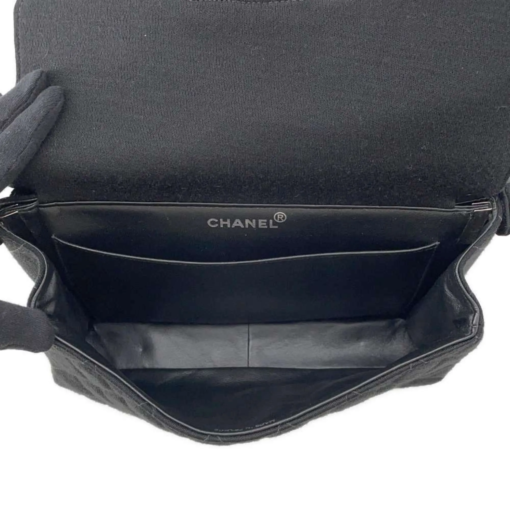 Chanel Shoulder Bag Double Face Matelasse Coco Mark Cotton CHANEL Black