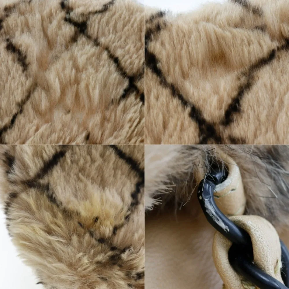 CHANEL Shoulder Bag Fur, Leather beige Matrasse ChainShoulder