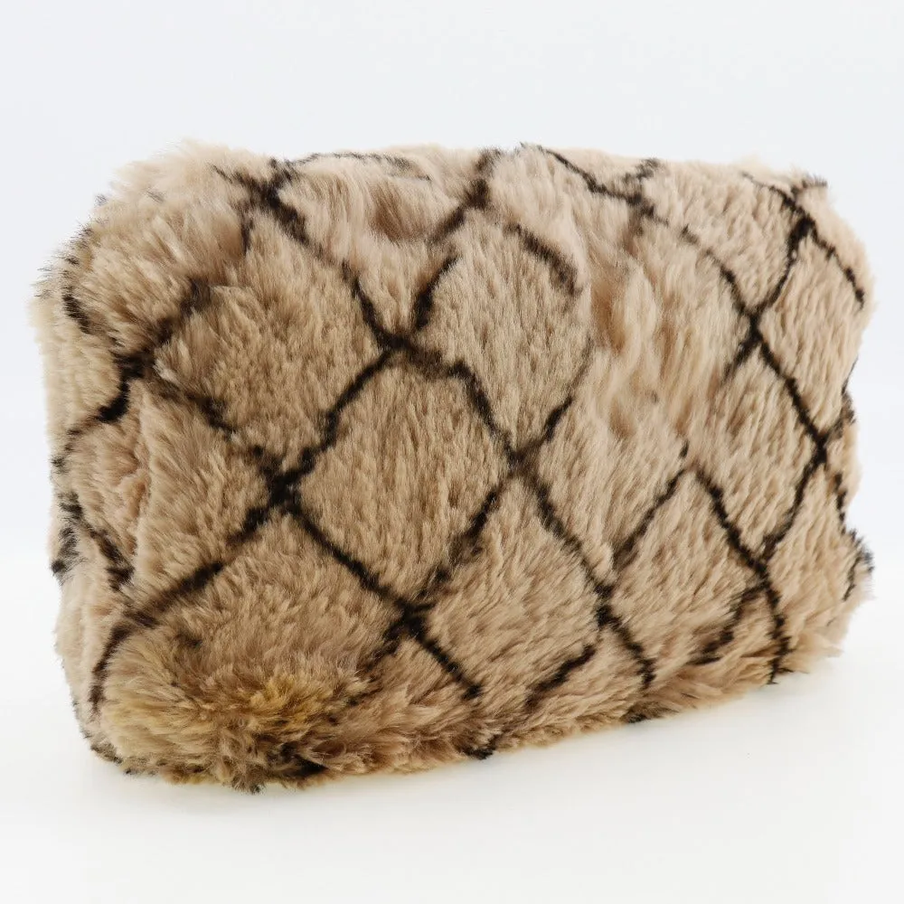 CHANEL Shoulder Bag Fur, Leather beige Matrasse ChainShoulder