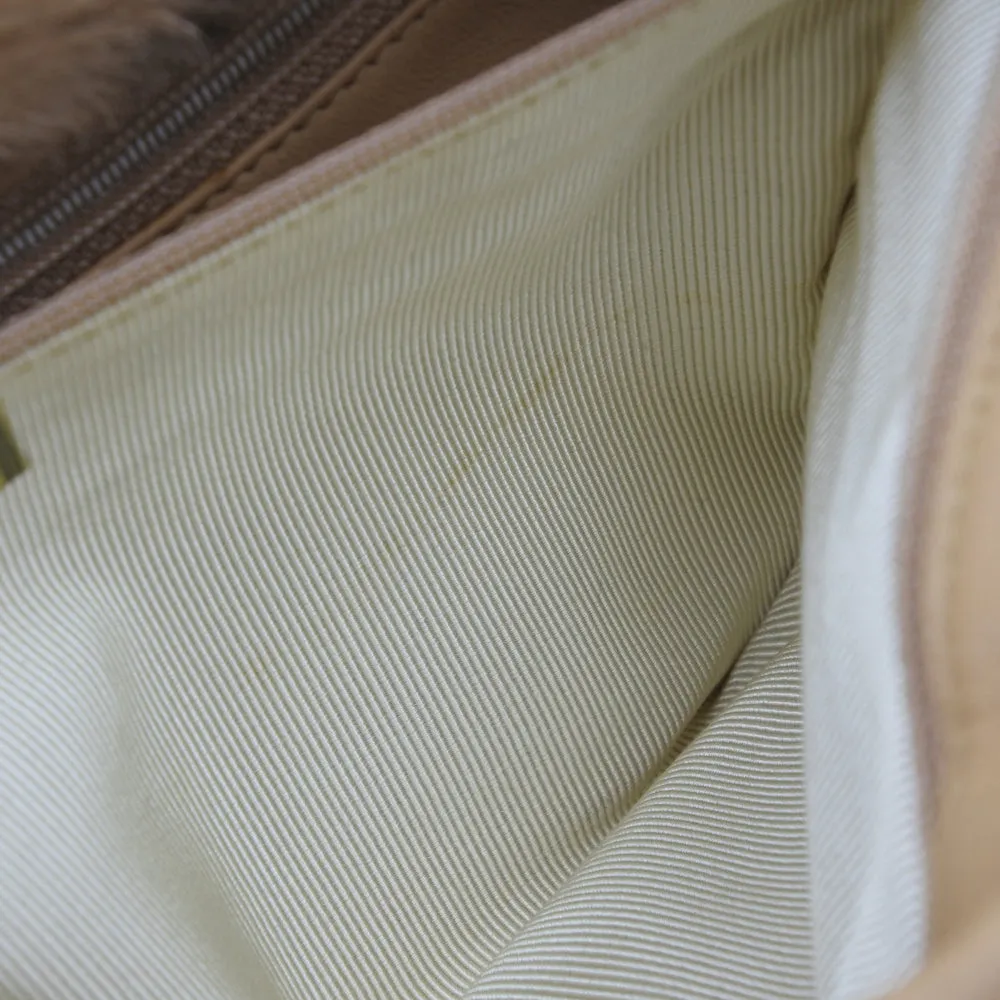 CHANEL Shoulder Bag Fur, Leather beige Matrasse ChainShoulder