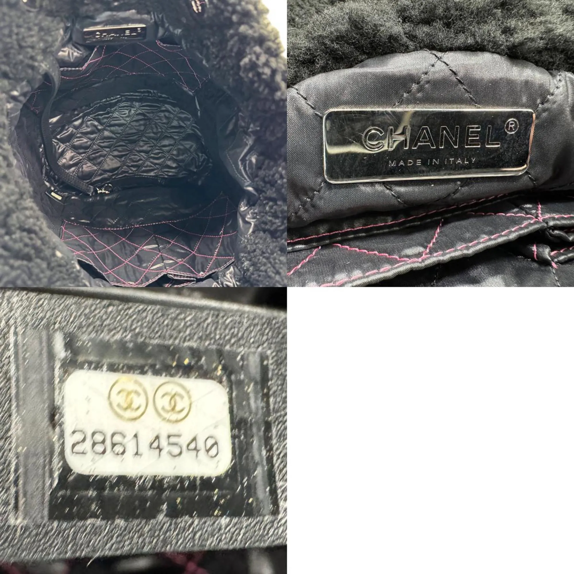 CHANEL Shoulder Bag Handbag Coconage Boa Leather Black x Pink Women's n0040