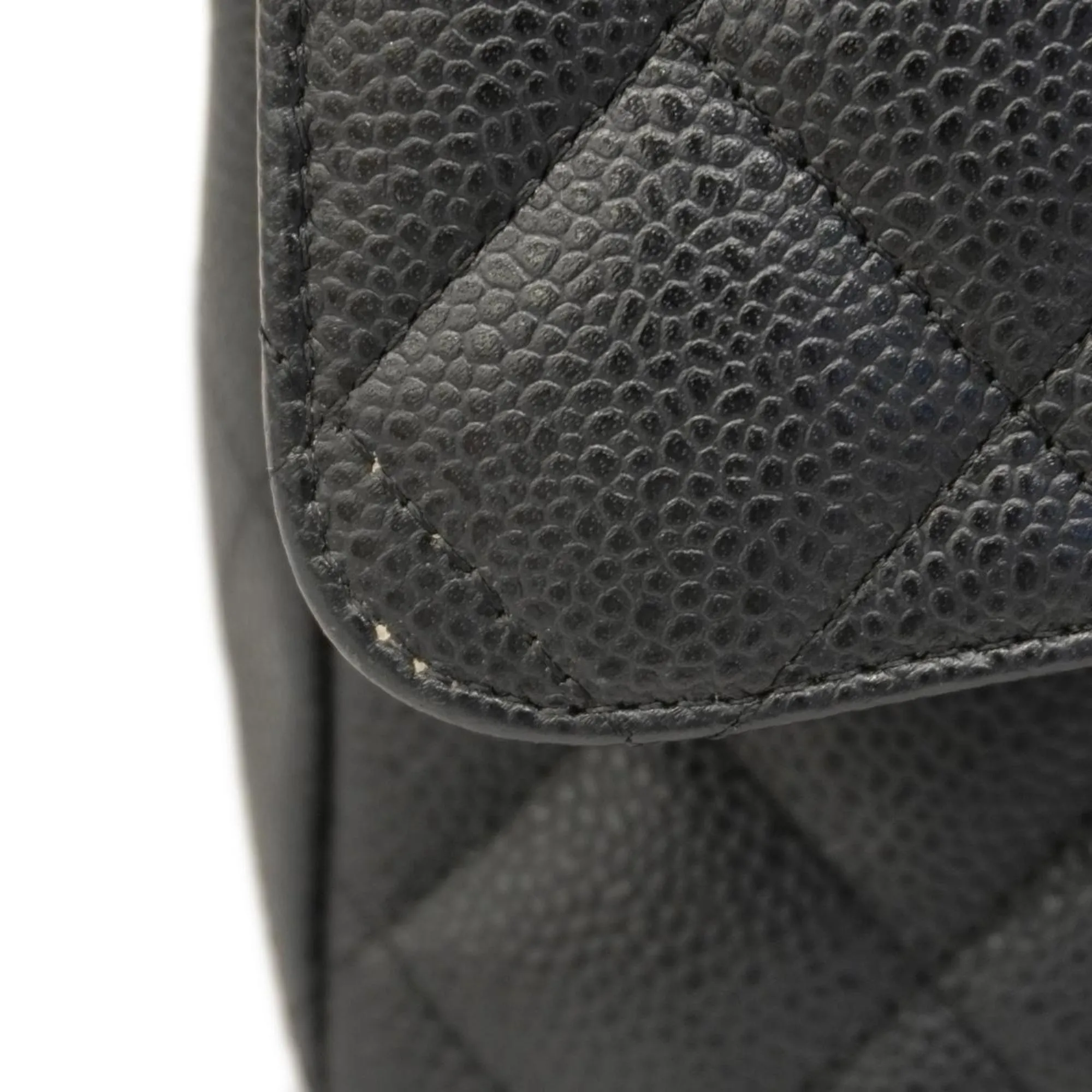 Chanel Shoulder Bag Matelasse Deca W Flap Chain Caviar Skin Black Women's