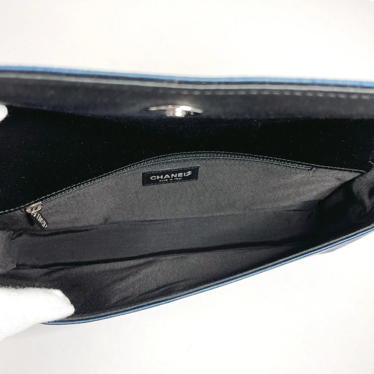 CHANEL Shoulder Bag Satin Navy ChainShoulder Chocolate bar
