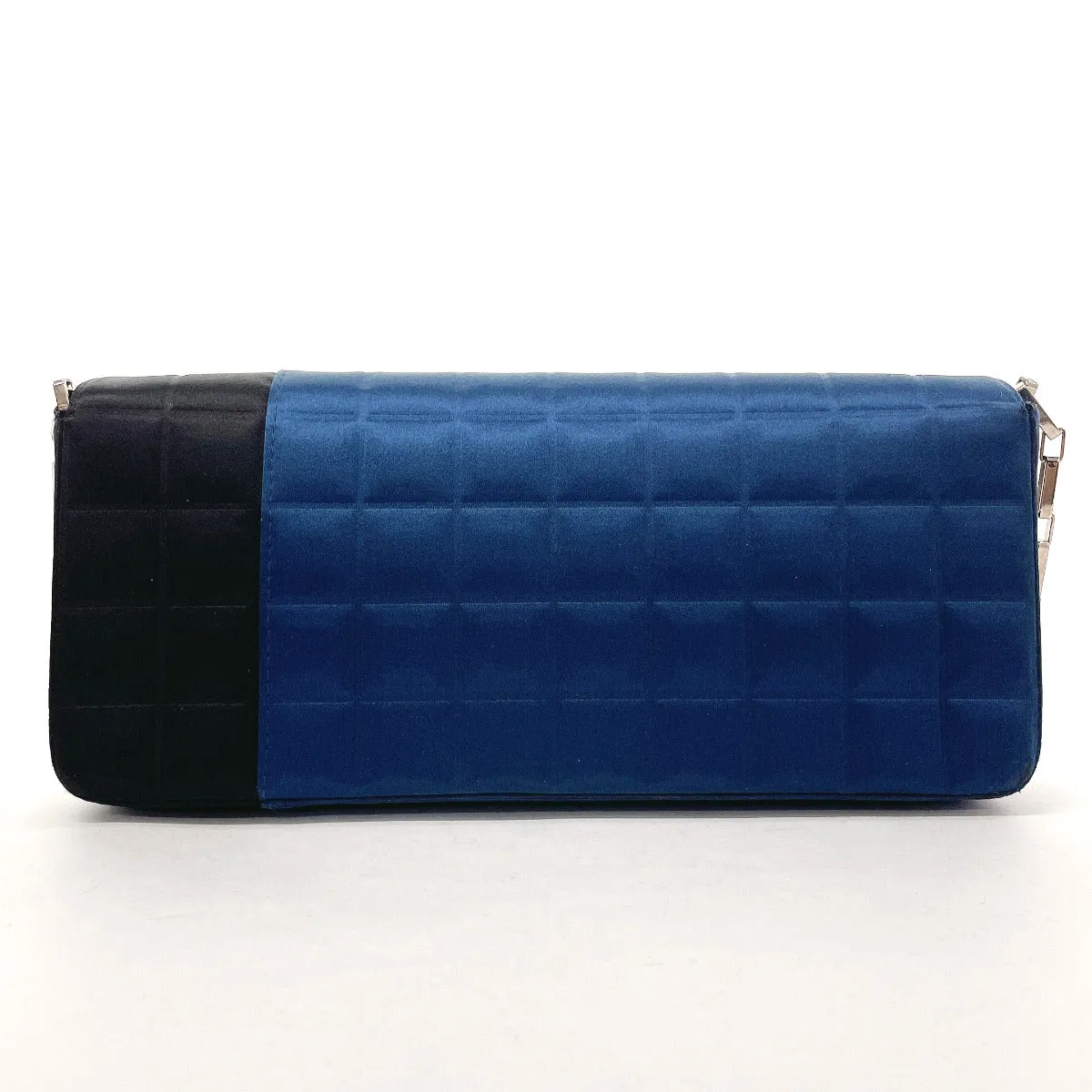 CHANEL Shoulder Bag Satin Navy ChainShoulder Chocolate bar