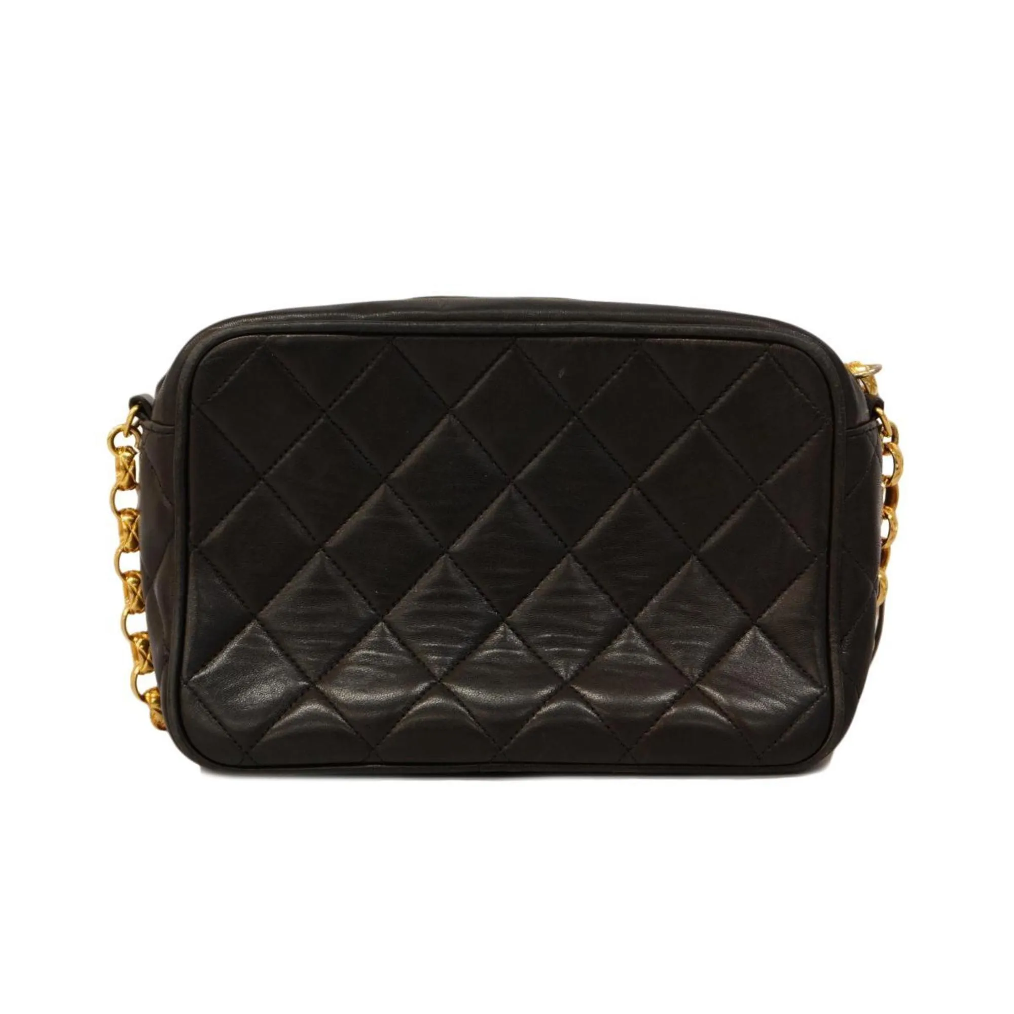 Chanel Shoulder Bag with Matelasse Bag, Lambskin, Black, Women's