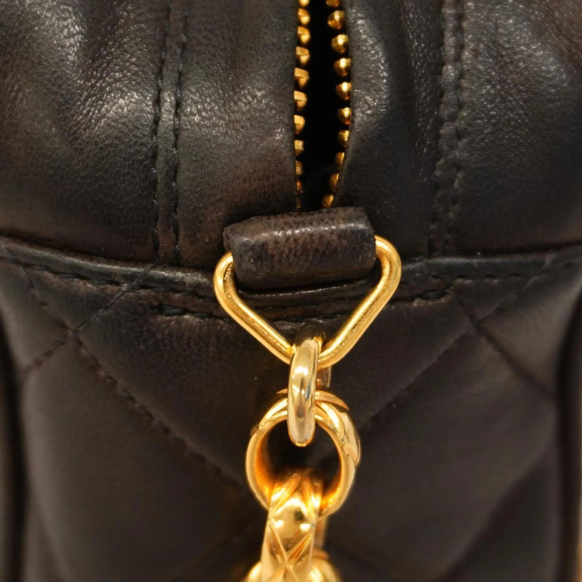 Chanel Shoulder Bag with Matelasse Bag, Lambskin, Black, Women's