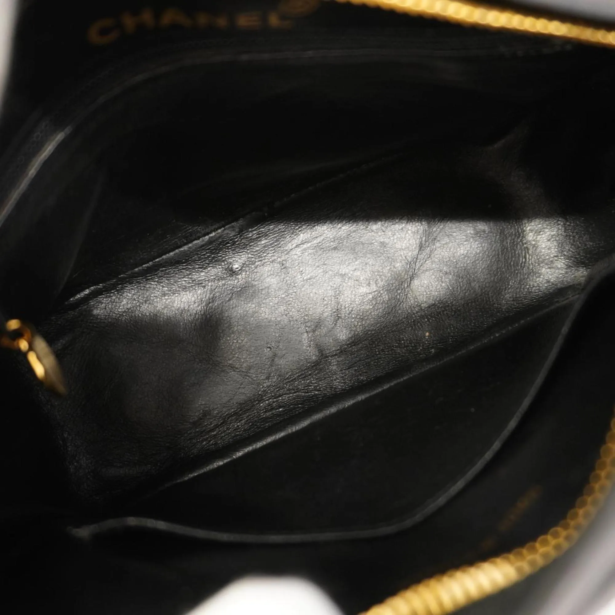 Chanel Shoulder Bag with Matelasse Bag, Lambskin, Black, Women's