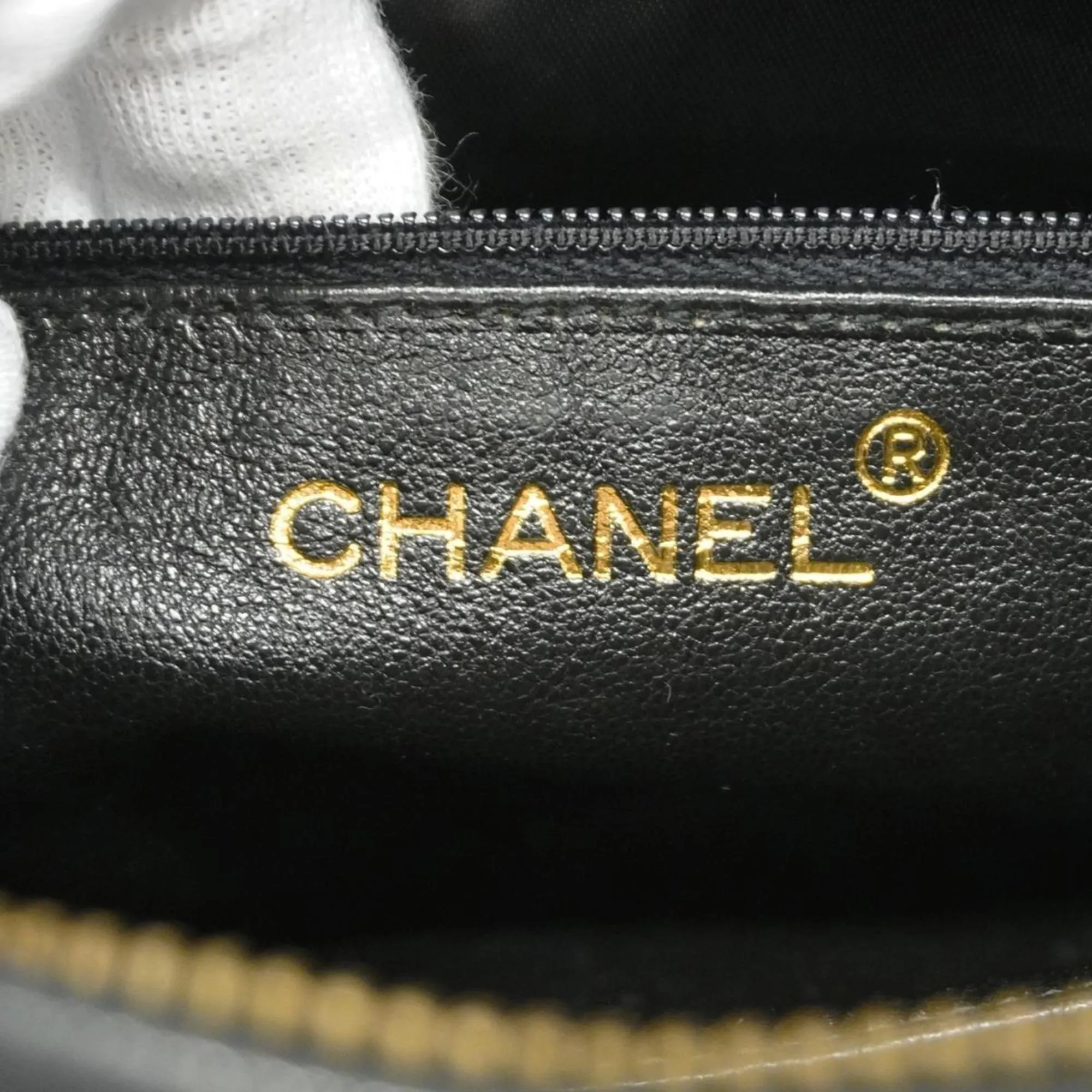 Chanel Shoulder Bag with V-stitching, Lambskin, Black, Women's