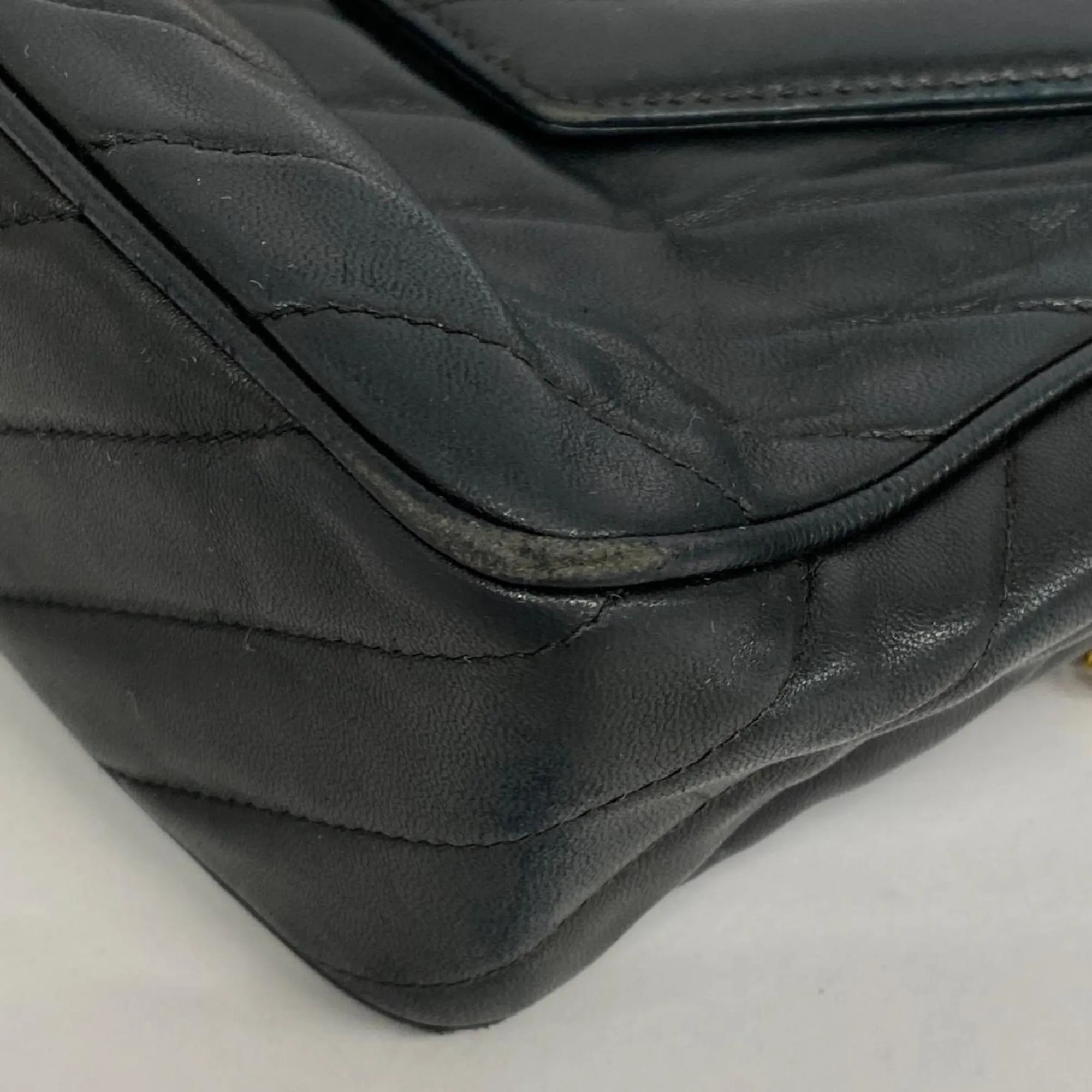 Chanel Shoulder Bag with V-stitching, Lambskin, Black, Women's
