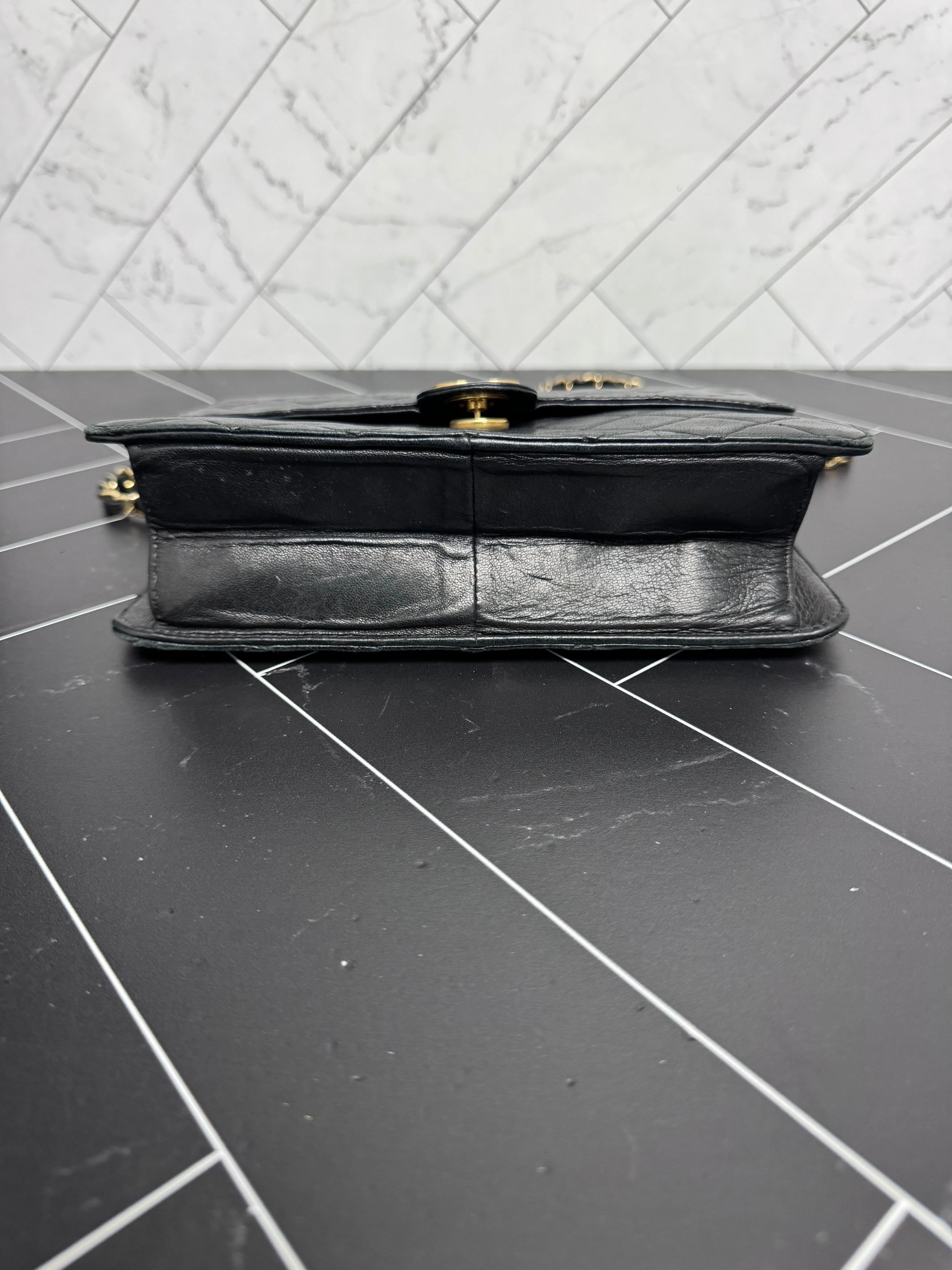Chanel Vintage Black Quilted Single Flap Shoulder Bag