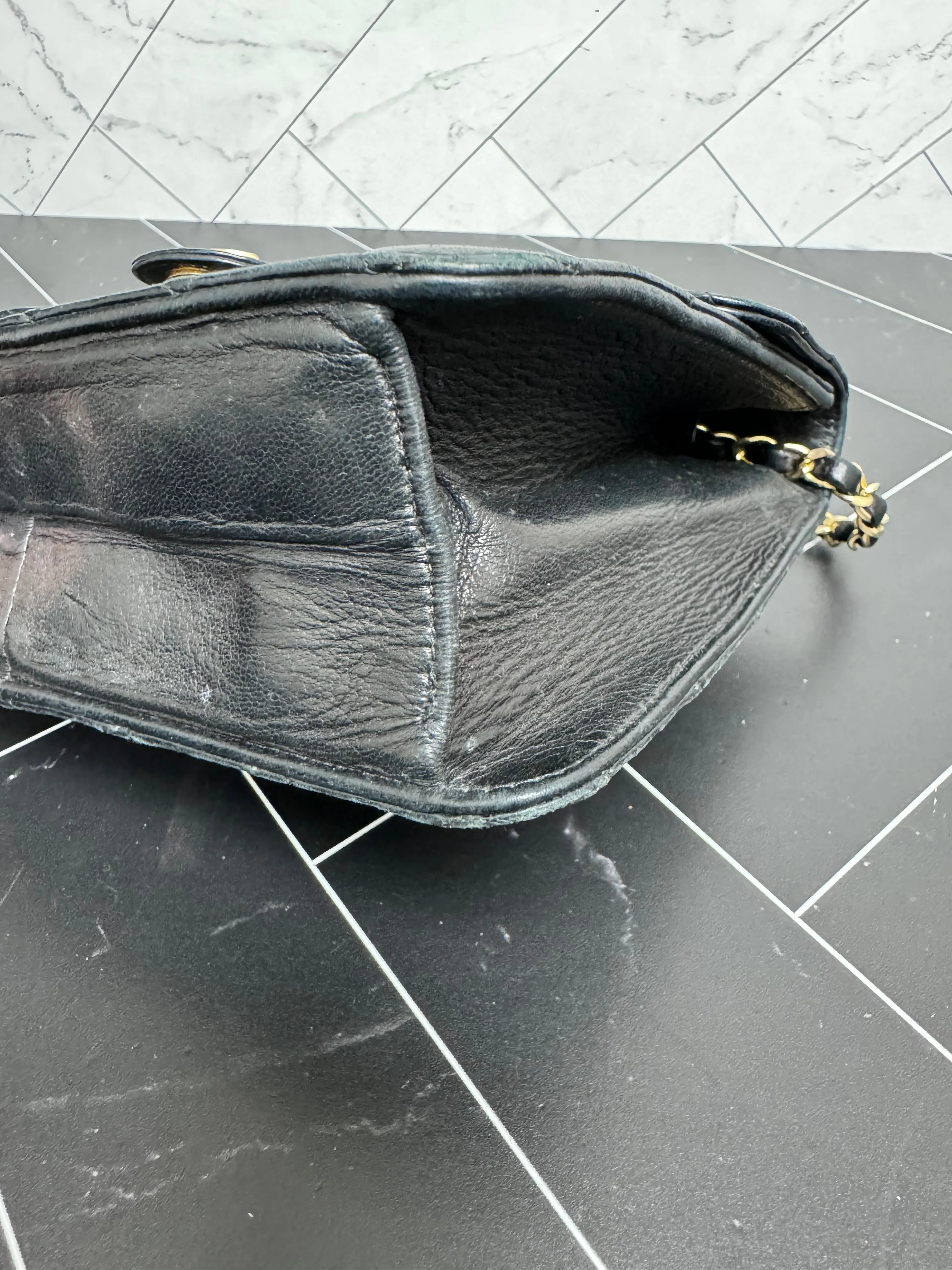 Chanel Vintage Black Quilted Single Flap Shoulder Bag