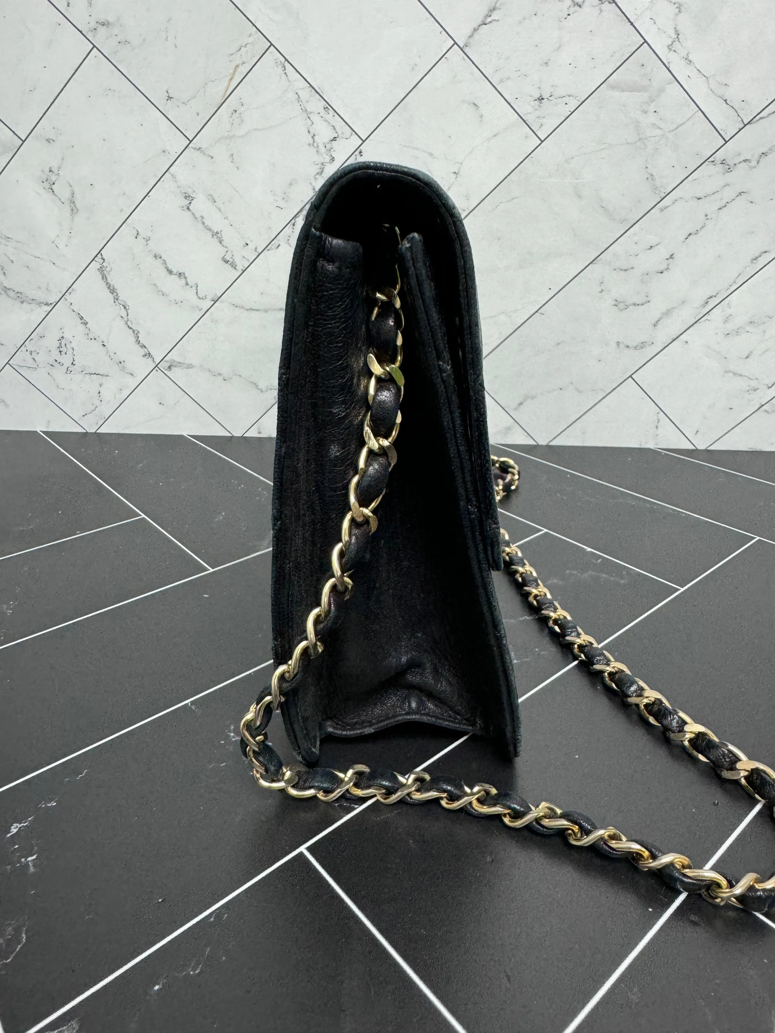Chanel Vintage Black Quilted Single Flap Shoulder Bag