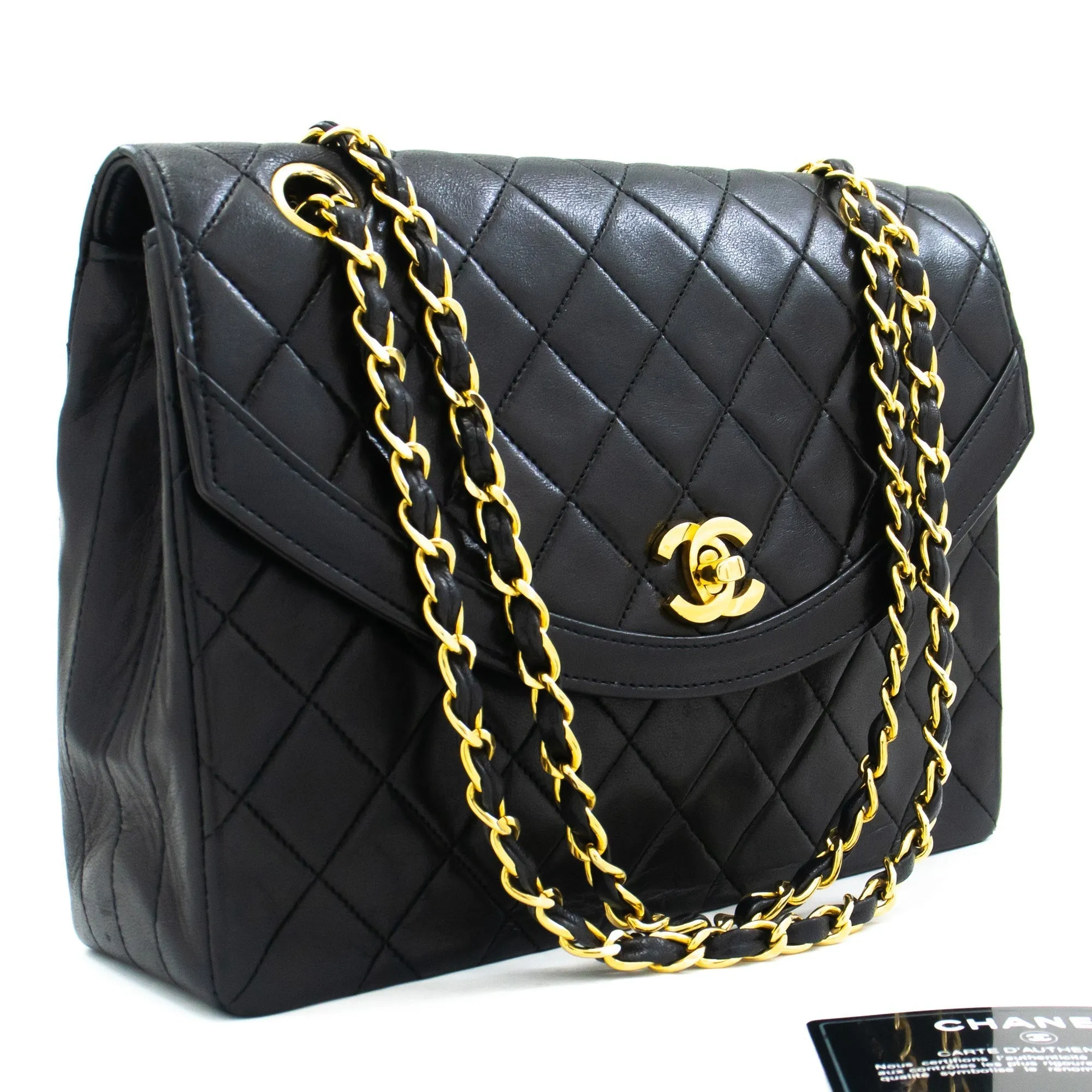 CHANEL Vintage Half Moon Chain Shoulder Bag Single Flap Quilted
