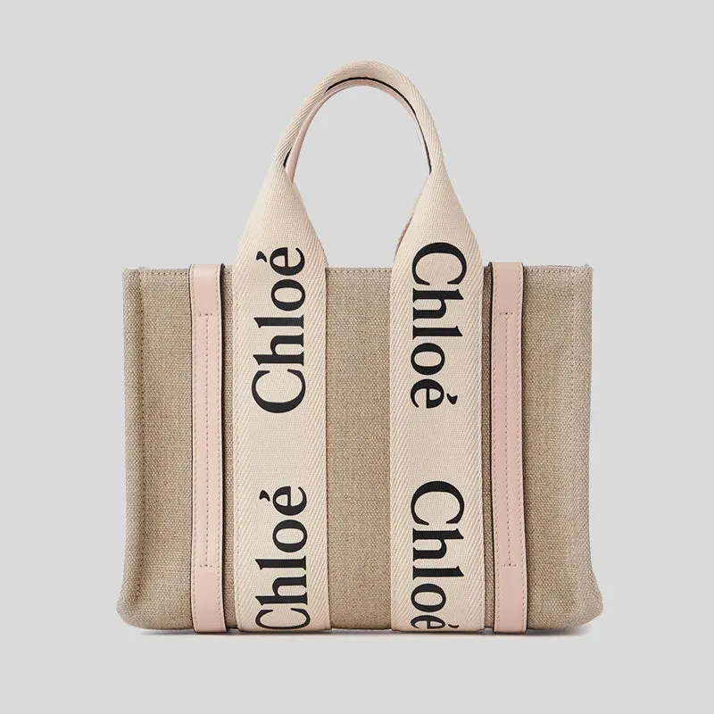 CHLOE Small Woody Tote Bag Cement Pink CHC22AS397I266J5