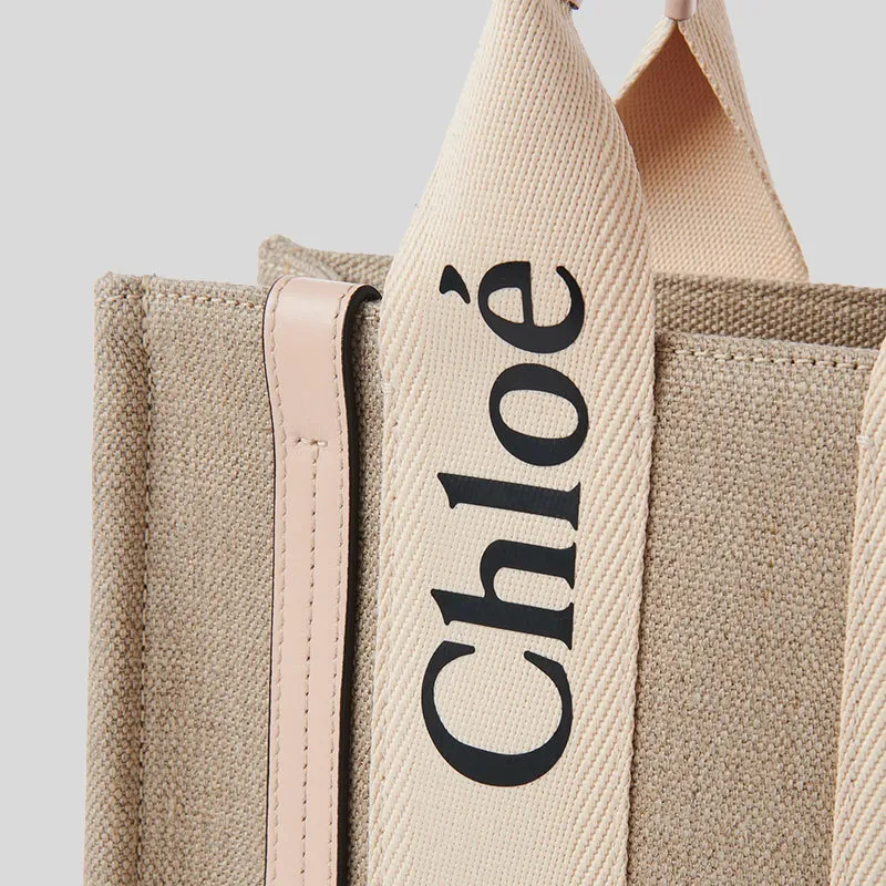CHLOE Small Woody Tote Bag Cement Pink CHC22AS397I266J5