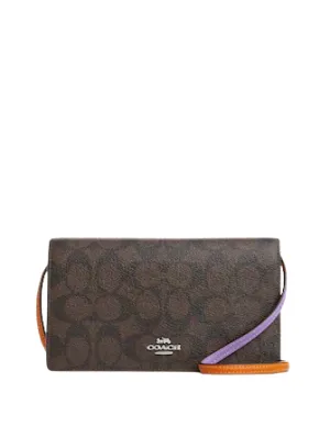 Coach Anna Foldover Clutch Crossbody In Colorblock Signature Canvas