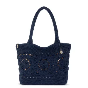 Crafted Classic Carryall - Hand Crochet - Denim Medallion