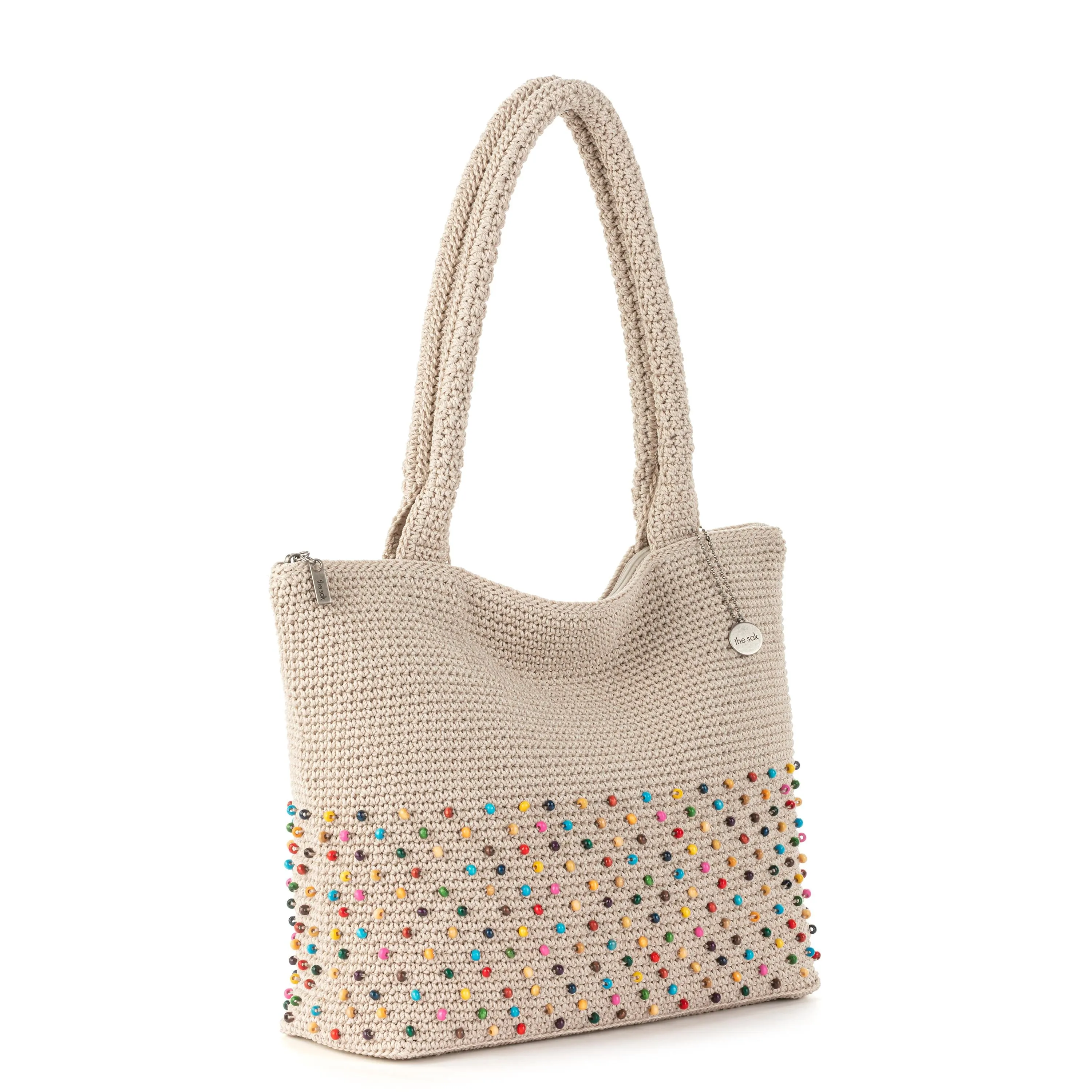 Crafted Classic Carryall - Hand Crochet - Ecru Multi Beads
