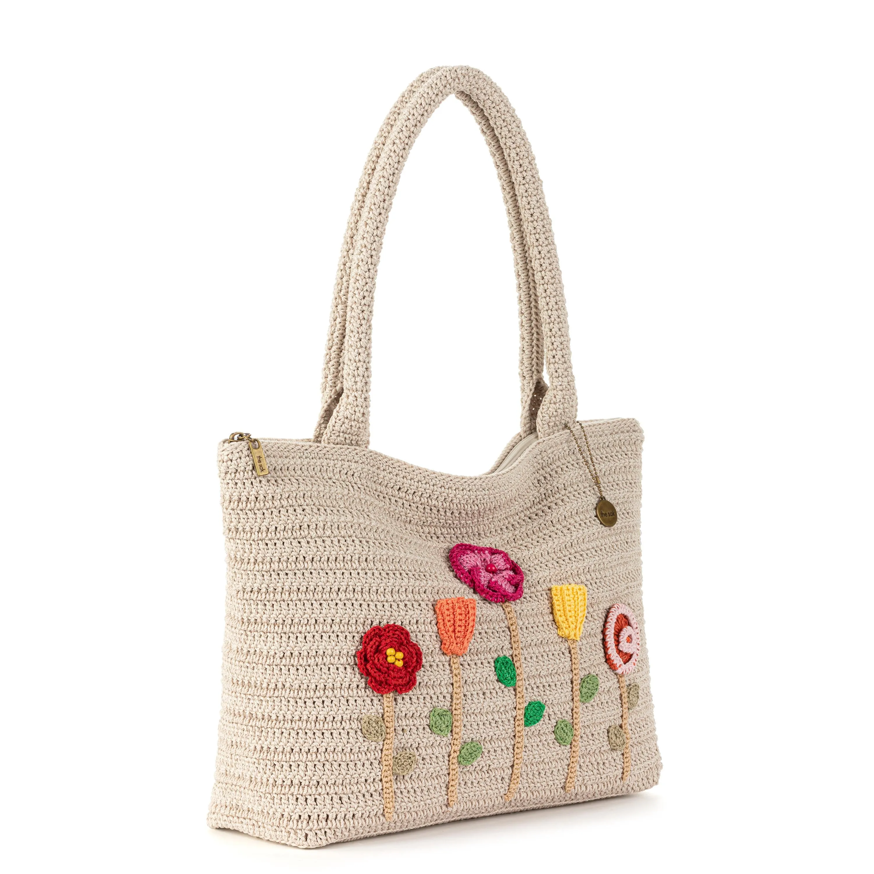Crafted Classic Carryall - Hand Crochet - Flower Ecru