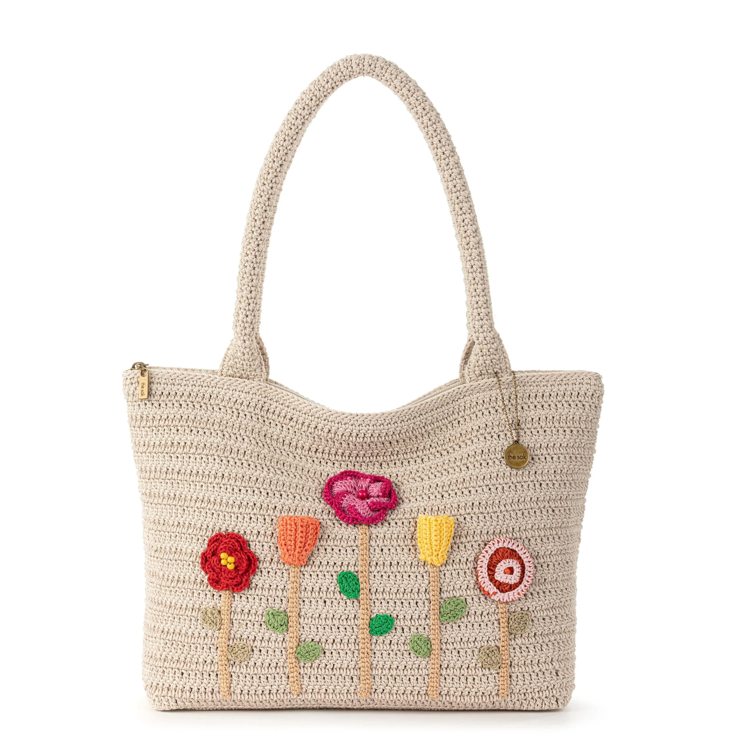 Crafted Classic Carryall - Hand Crochet - Flower Ecru