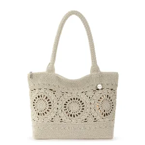 Crafted Classic Carryall - Hand Crochet - Natural Medallion
