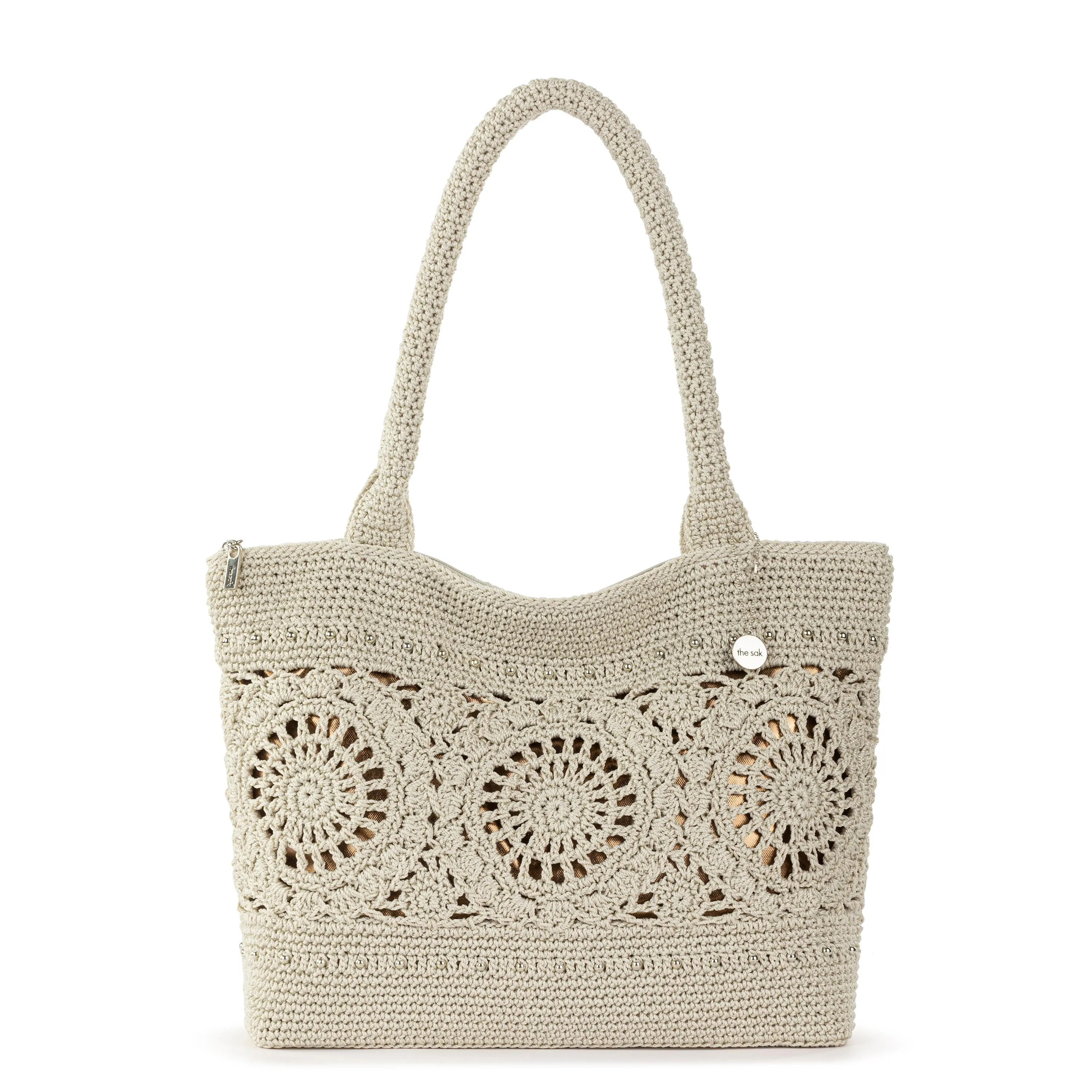 Crafted Classic Carryall - Hand Crochet - Natural Medallion