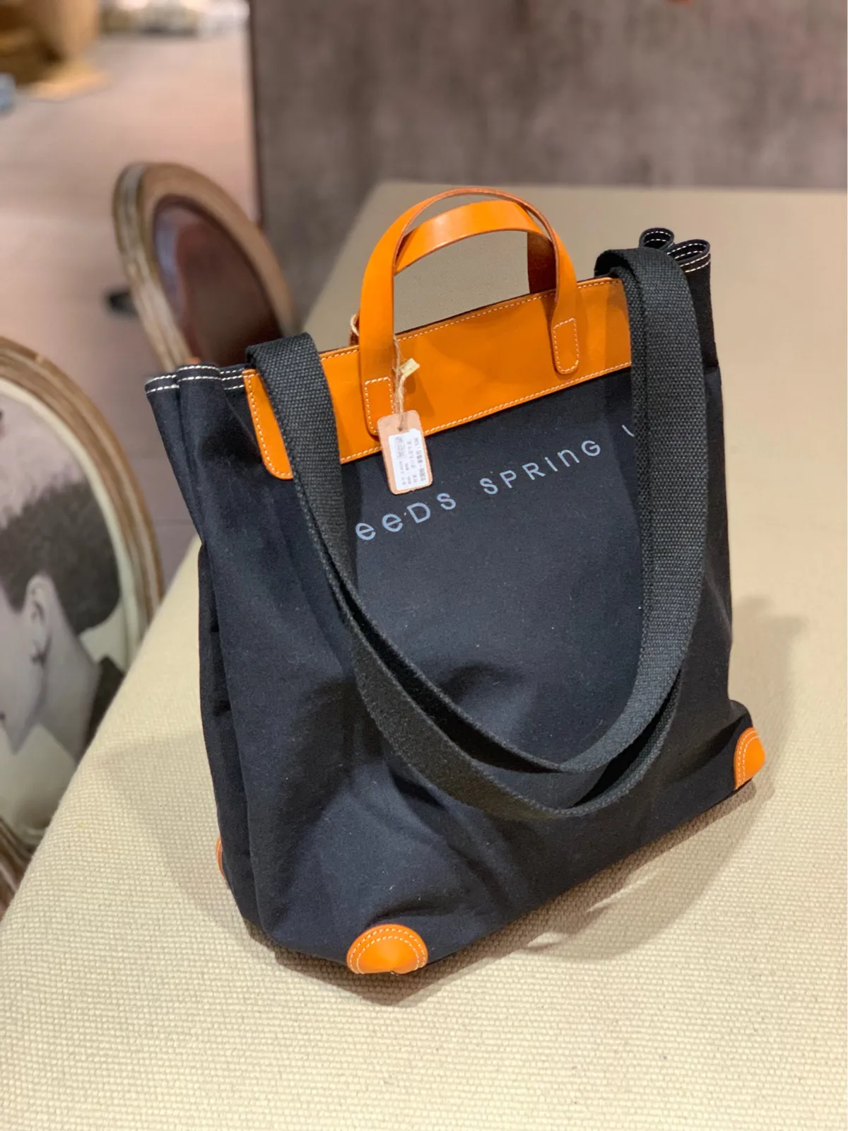 Cute Womens Canvas Leather Tote Purse Large Womens Leather Shoulder Tote Bag Shopper Bag for Ladies
