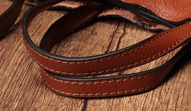 Dark Brown Leather Handbag Tote Shopper Bag Shoulder Tote Purse For Women