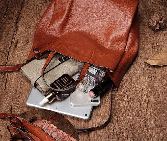 Dark Brown Leather Handbag Tote Shopper Bag Shoulder Tote Purse For Women